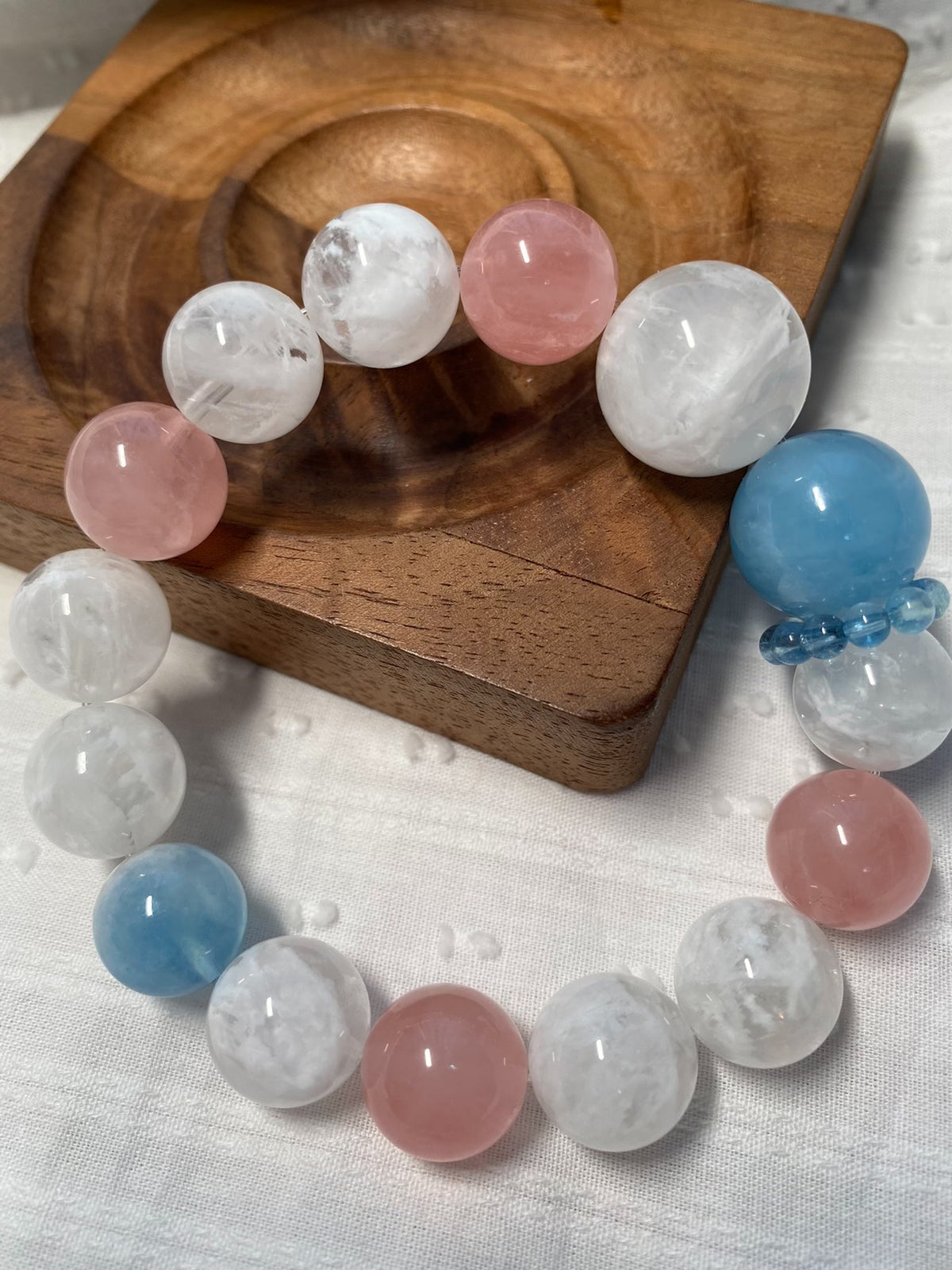 Aquamarine Snowflake Quartz Multi Gemstone Bracelet