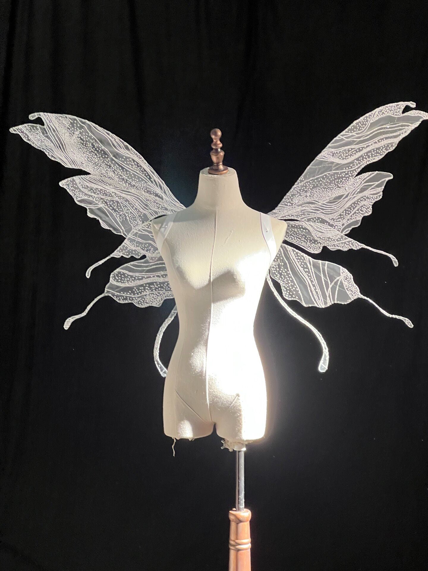 Butterfly Fairy Wings with Wire Frame and White Vein Patterns