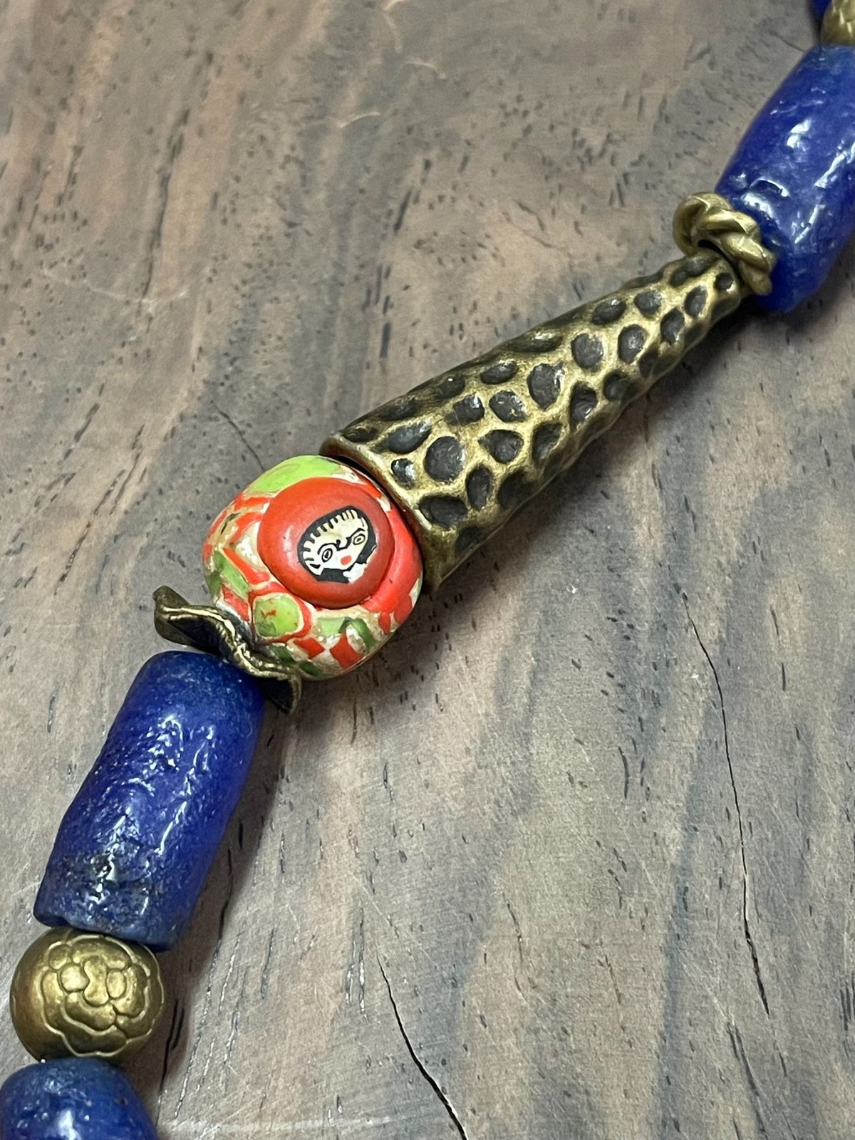 Phoenician Glass Lion Face Necklace