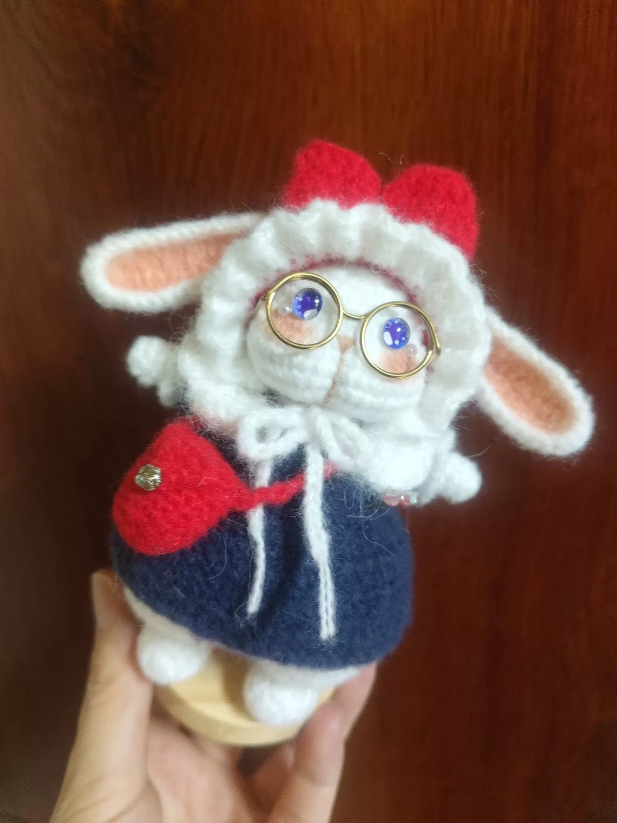 Handcrafted Amigurumi Rabbit Figurine with Spectacles