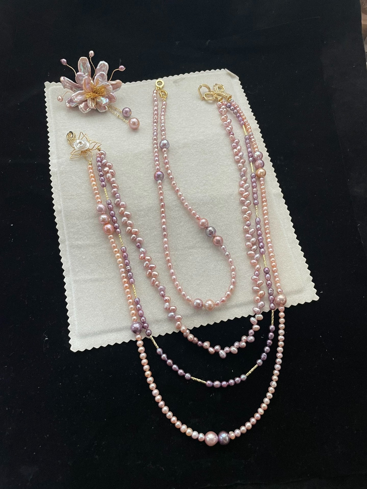Natural Pearl Multi Strand Sweater Necklace