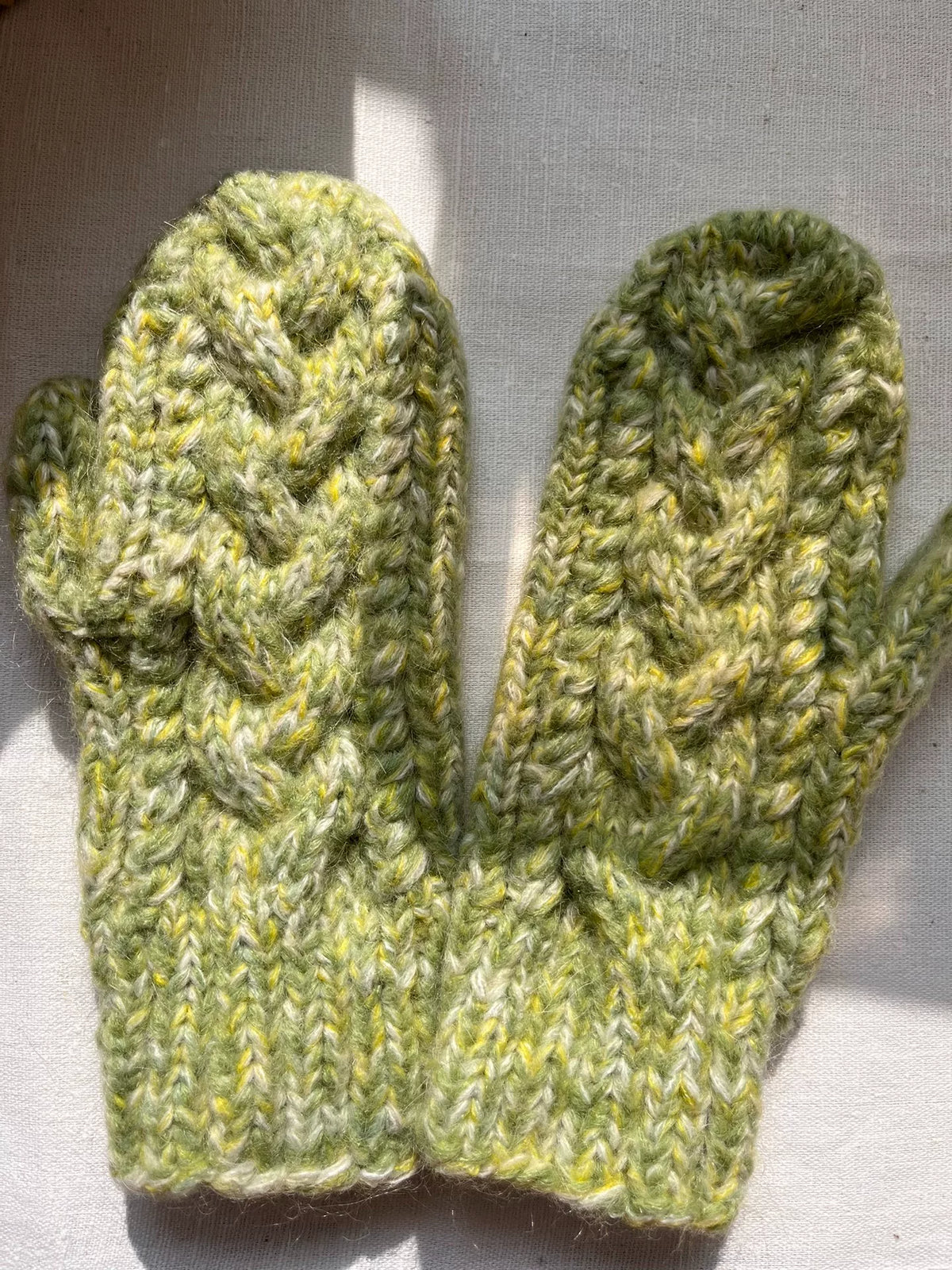 Handgebreide Pure Wol Halve Vinger Handschoenen Groen