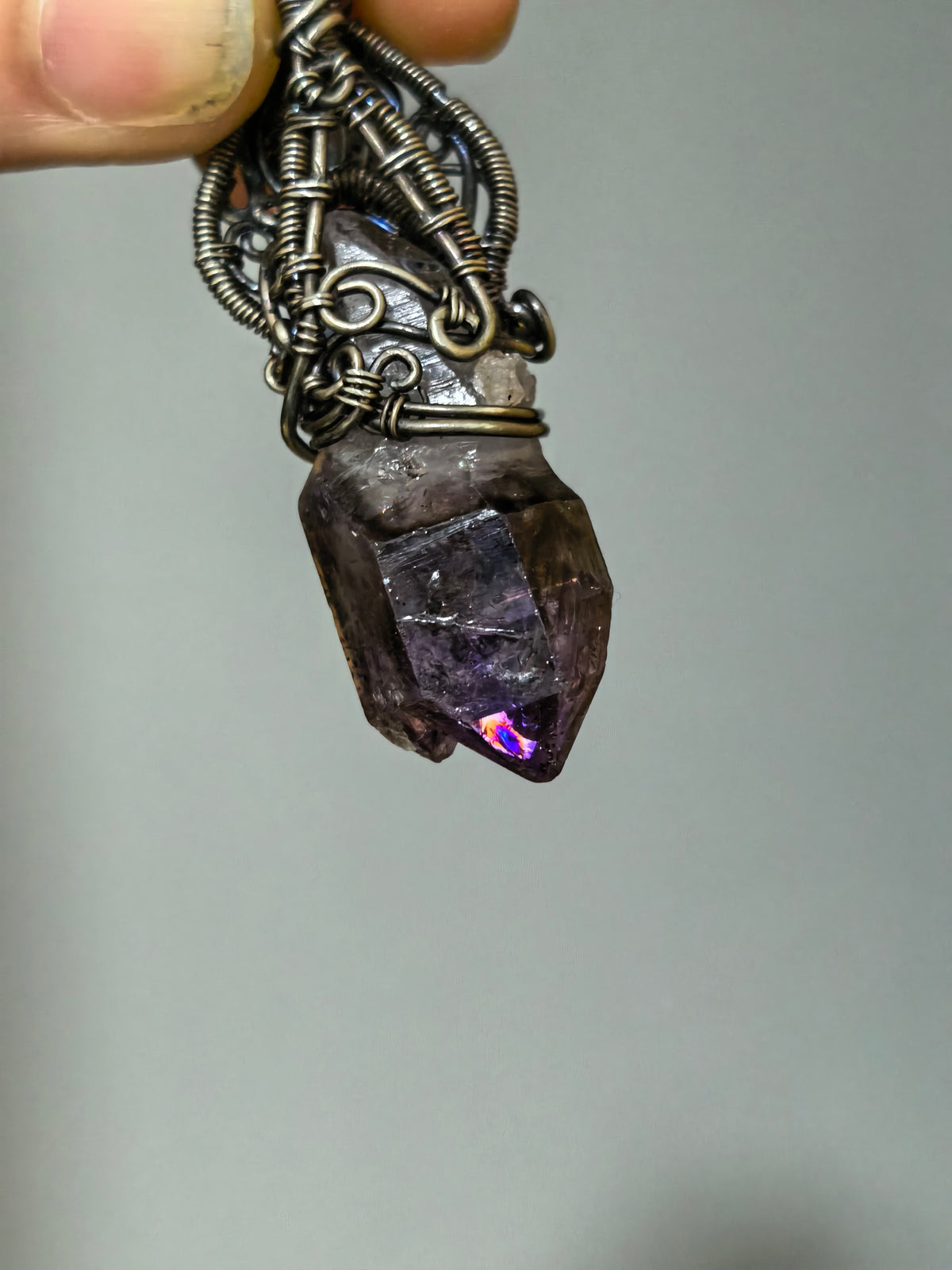 Super Seven Amethyst Pendant Wire Wrapped