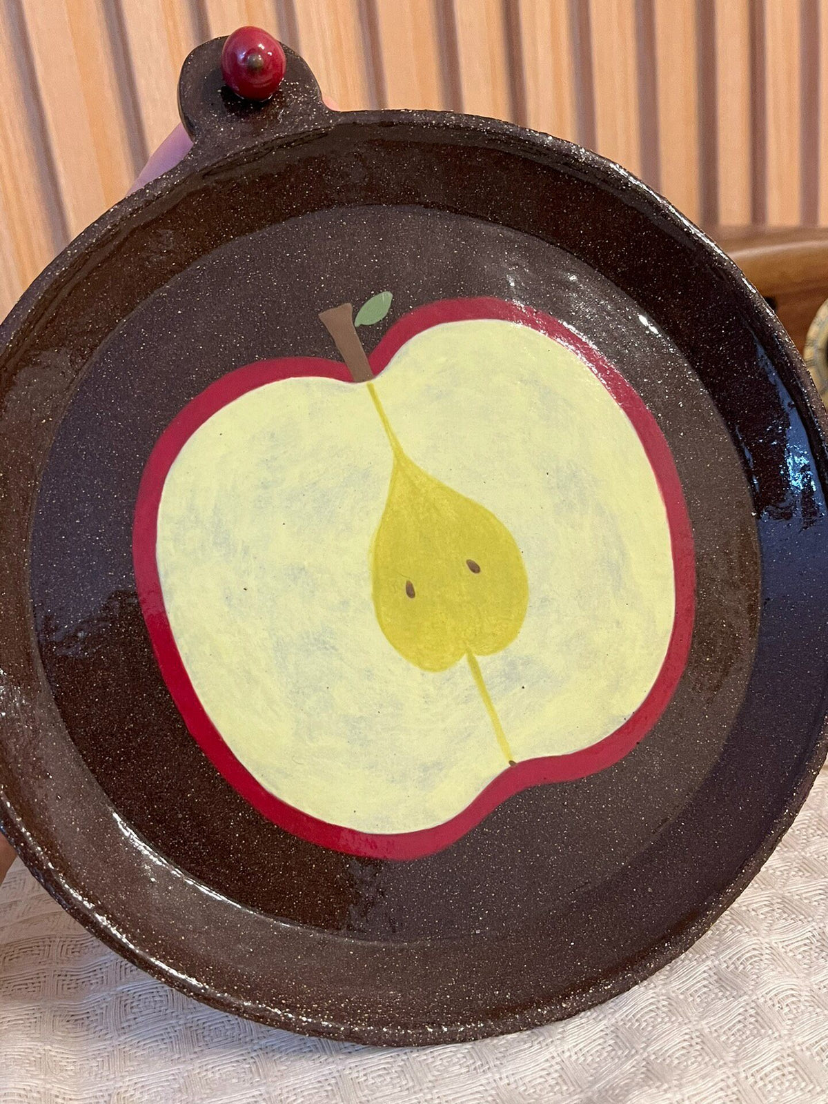 Handmade Black Clay Apple Plate