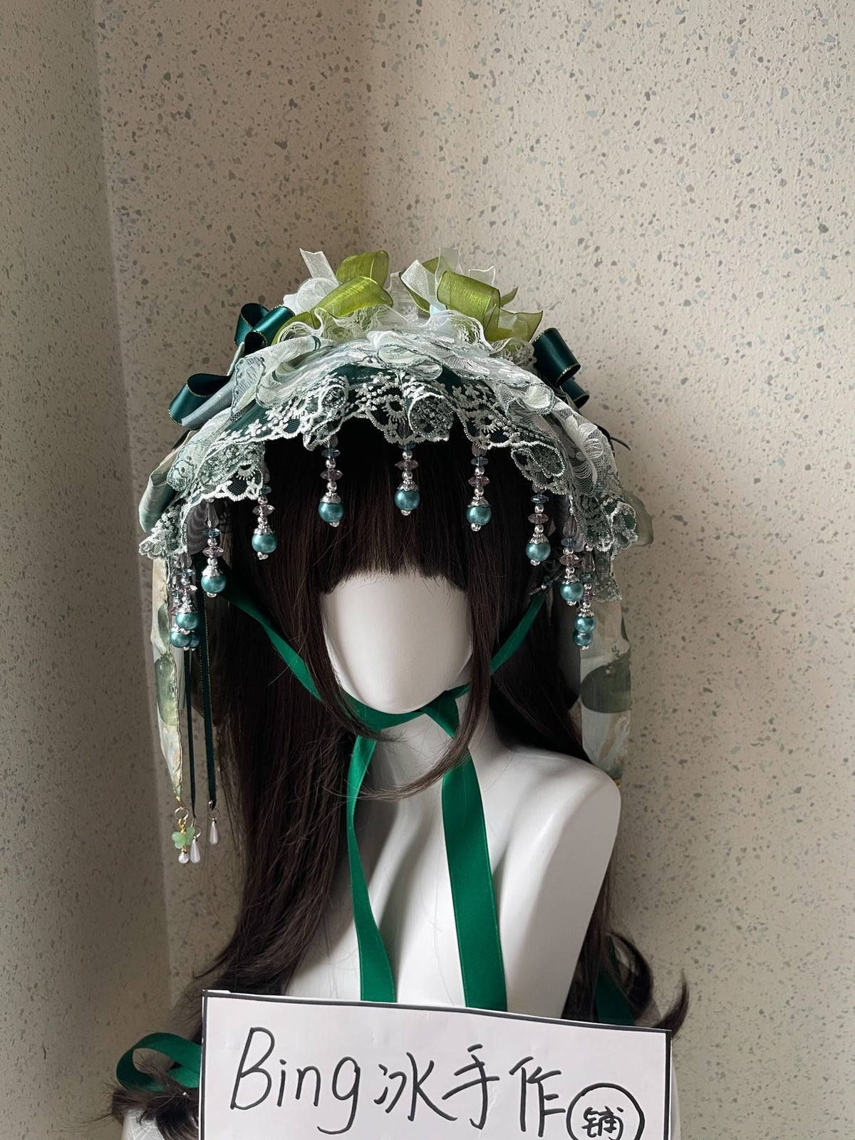 Lolita Flat Hat with Lace and Ribbon Bows