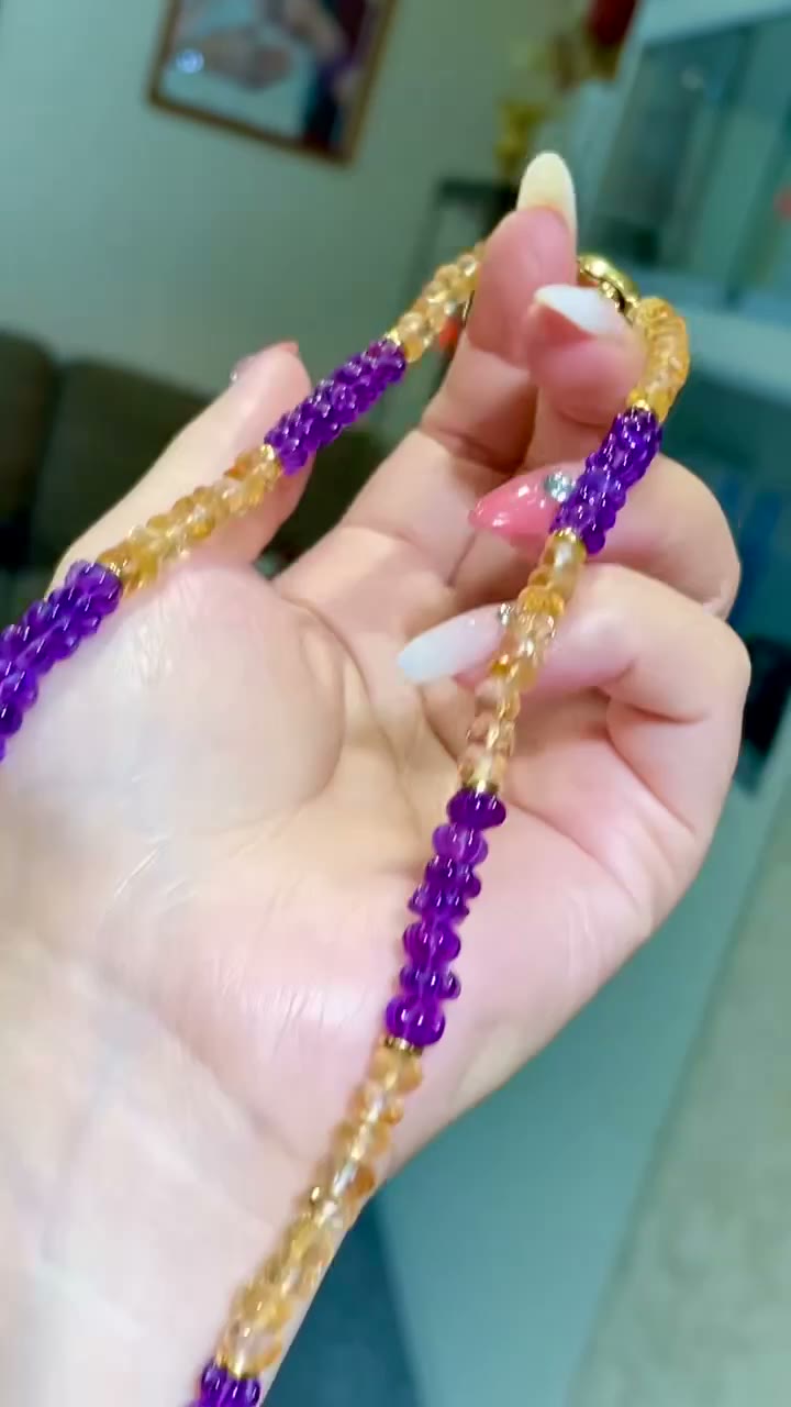Multi-Strand Amethyst Citrine Beaded Necklace