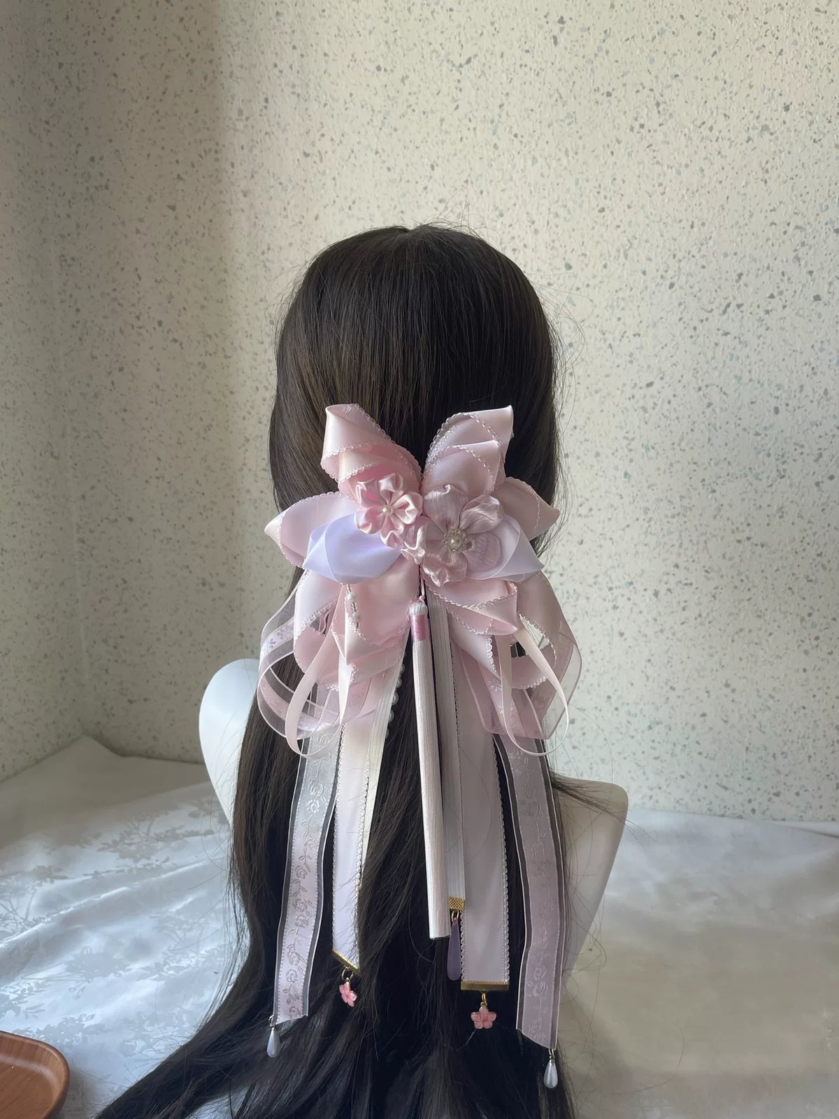 ピンク・ロリータ リボンボウ ヘアクリップ