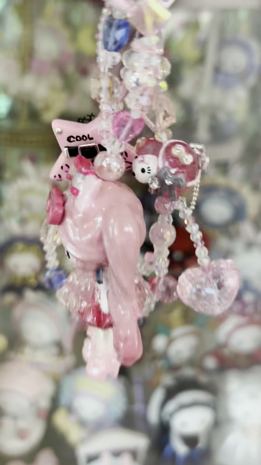 Roze KT Cat Kralen Telefoonhanger
