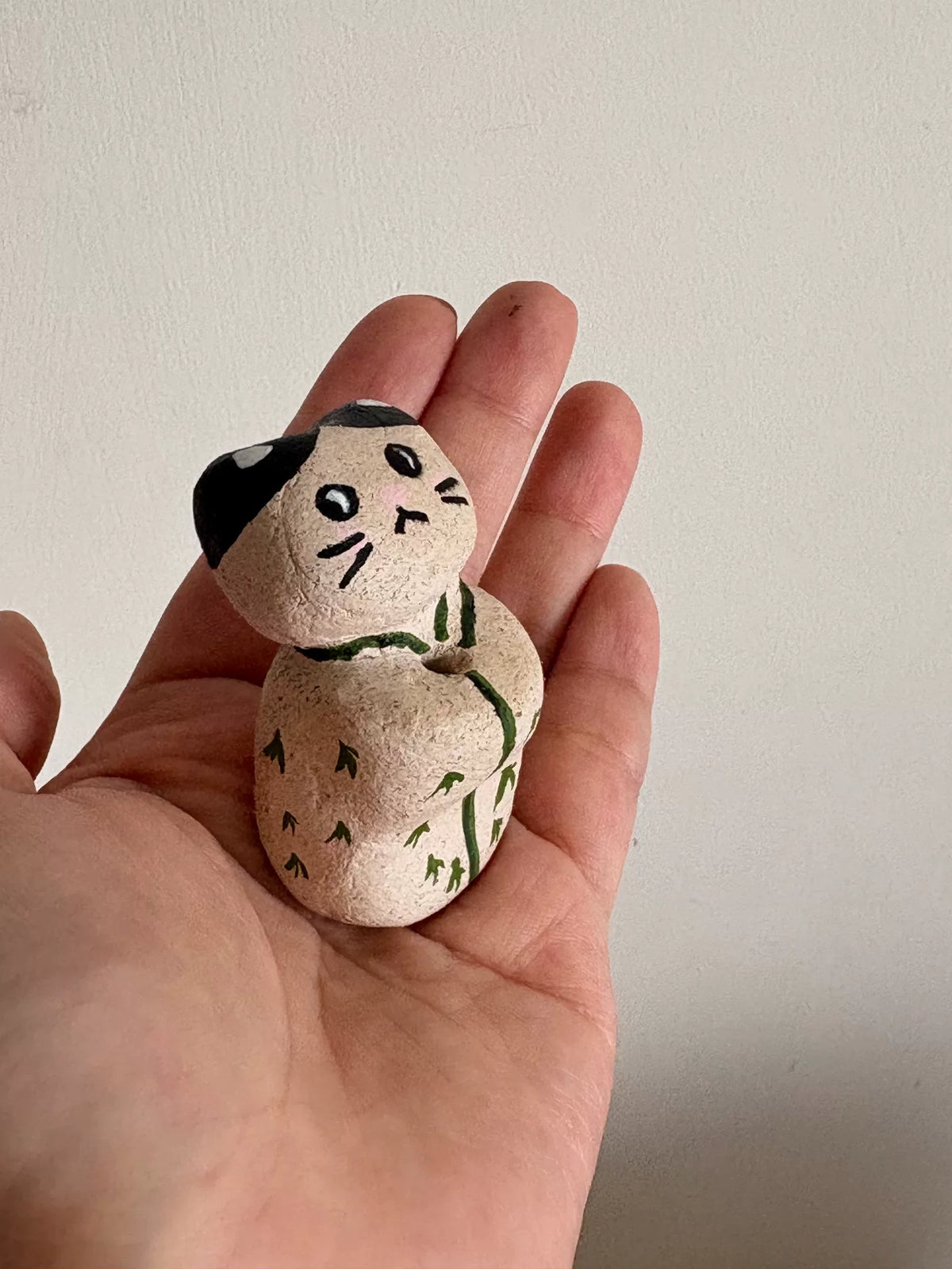 Handmade Clay Cat Figurine Incense Holder