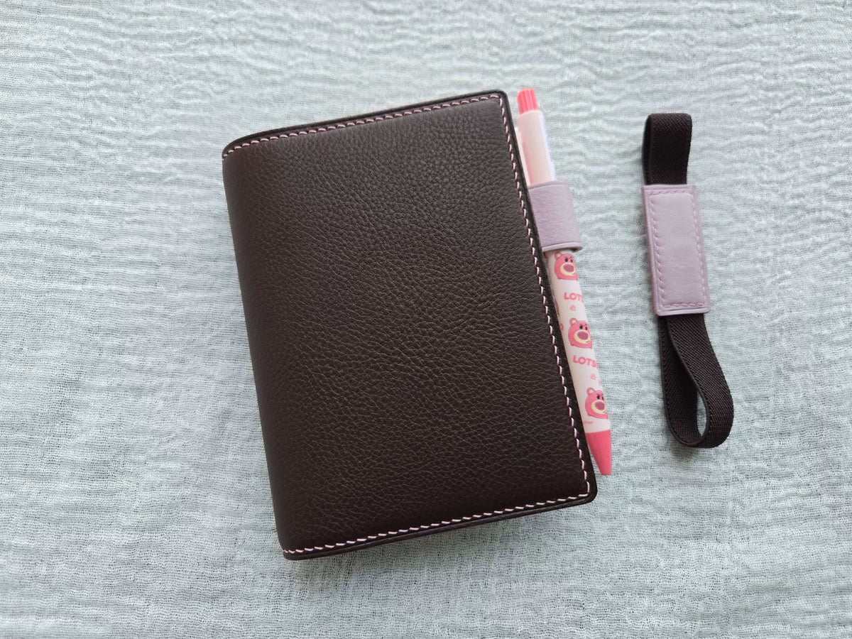 Porte-document agenda en cuir relié main A7