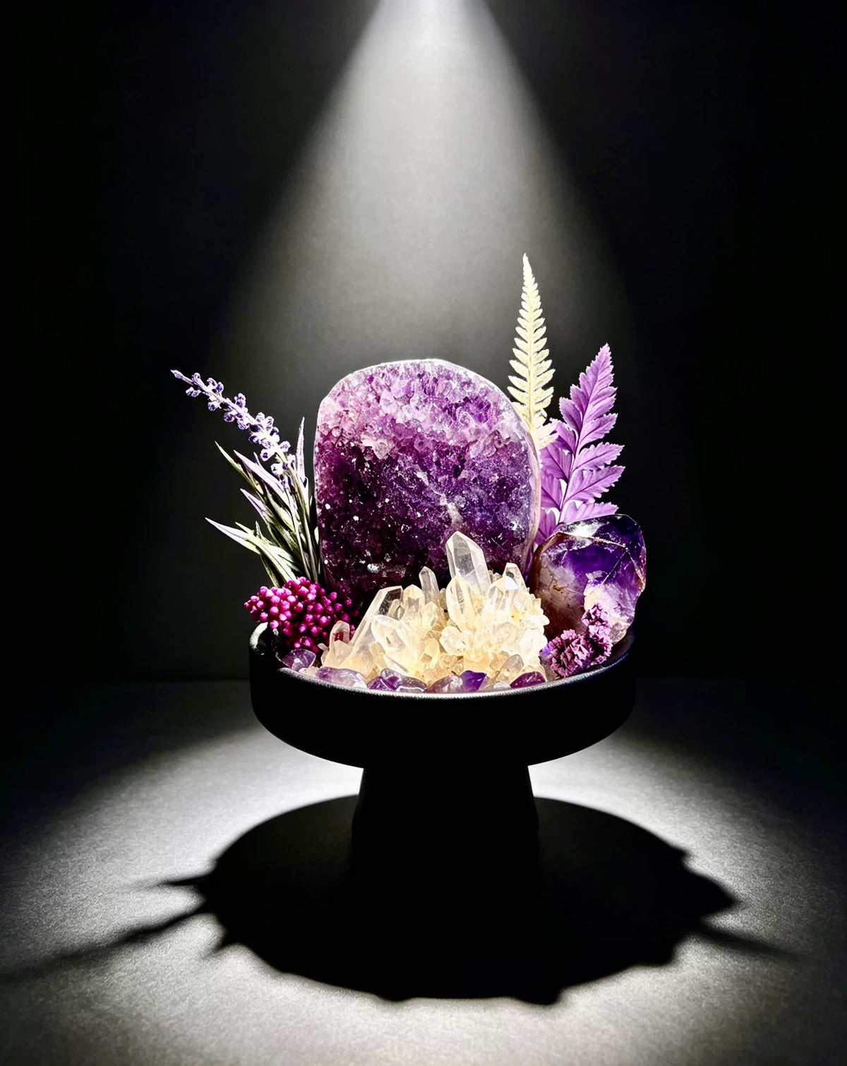 Amethyst and Quartz Crystal Landscape Arrangement