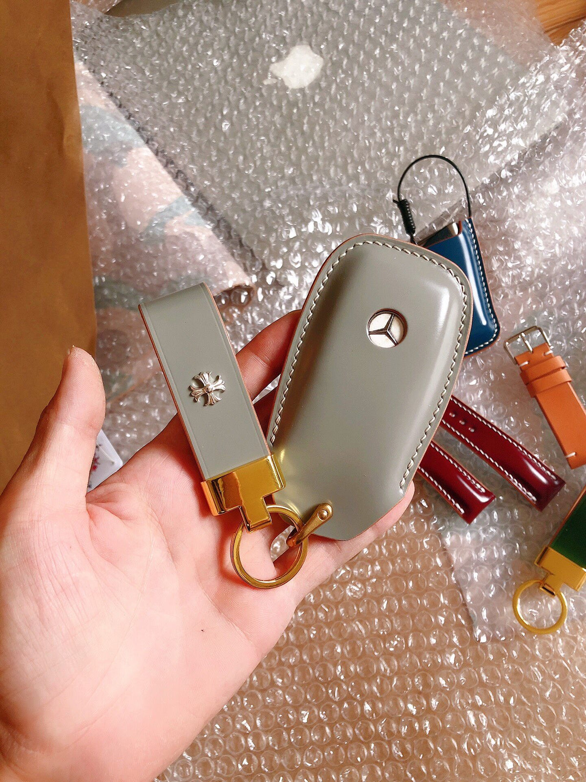 Handcrafted Mercedes Key Case Shell Cordovan Leather