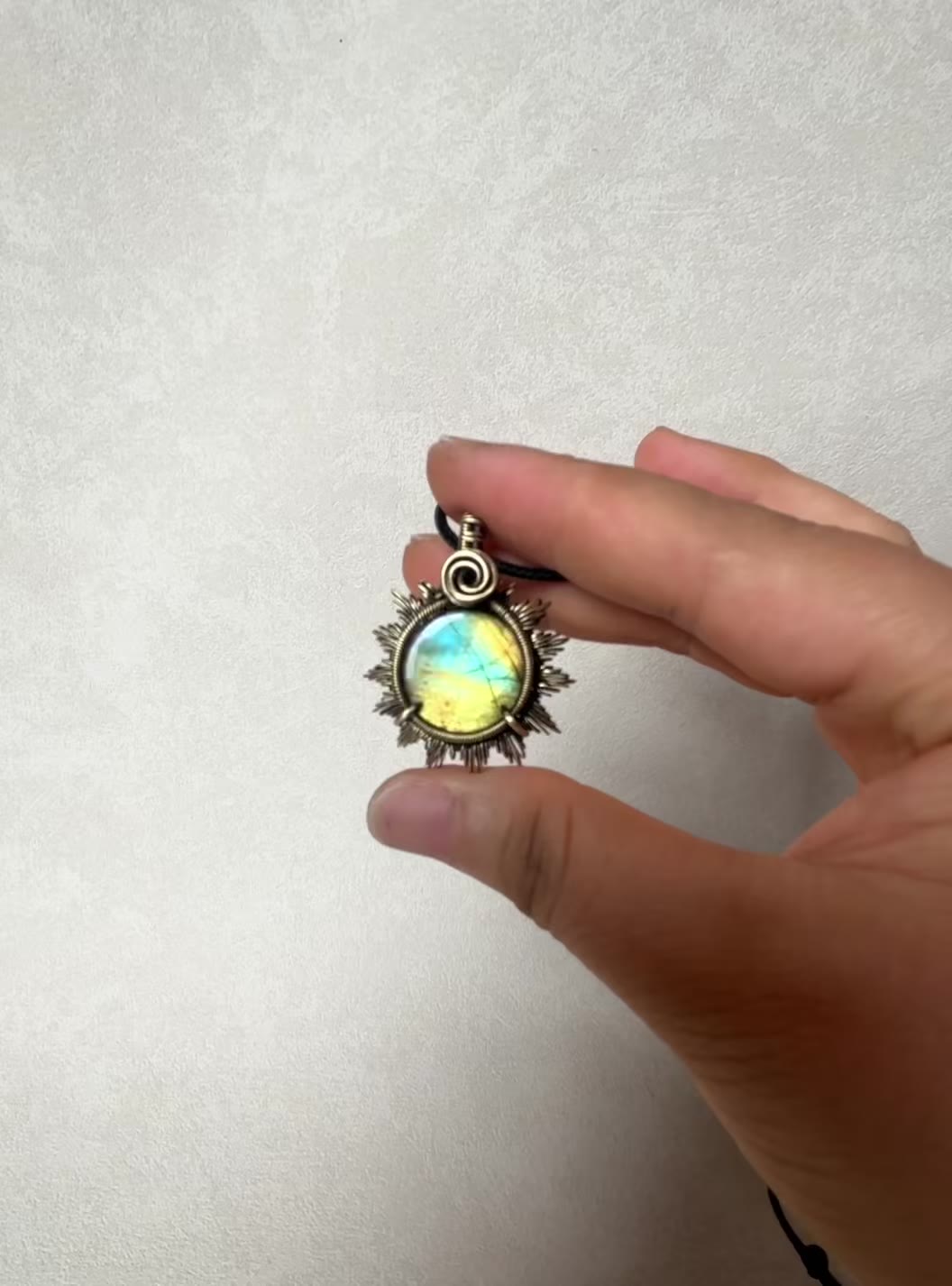 Labradorite Sun Wire Wrap Necklace