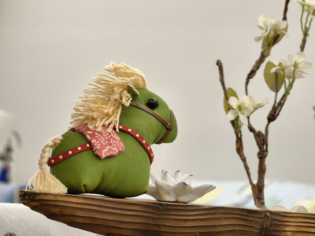 Handmade Green Fabric Horse Ornament
