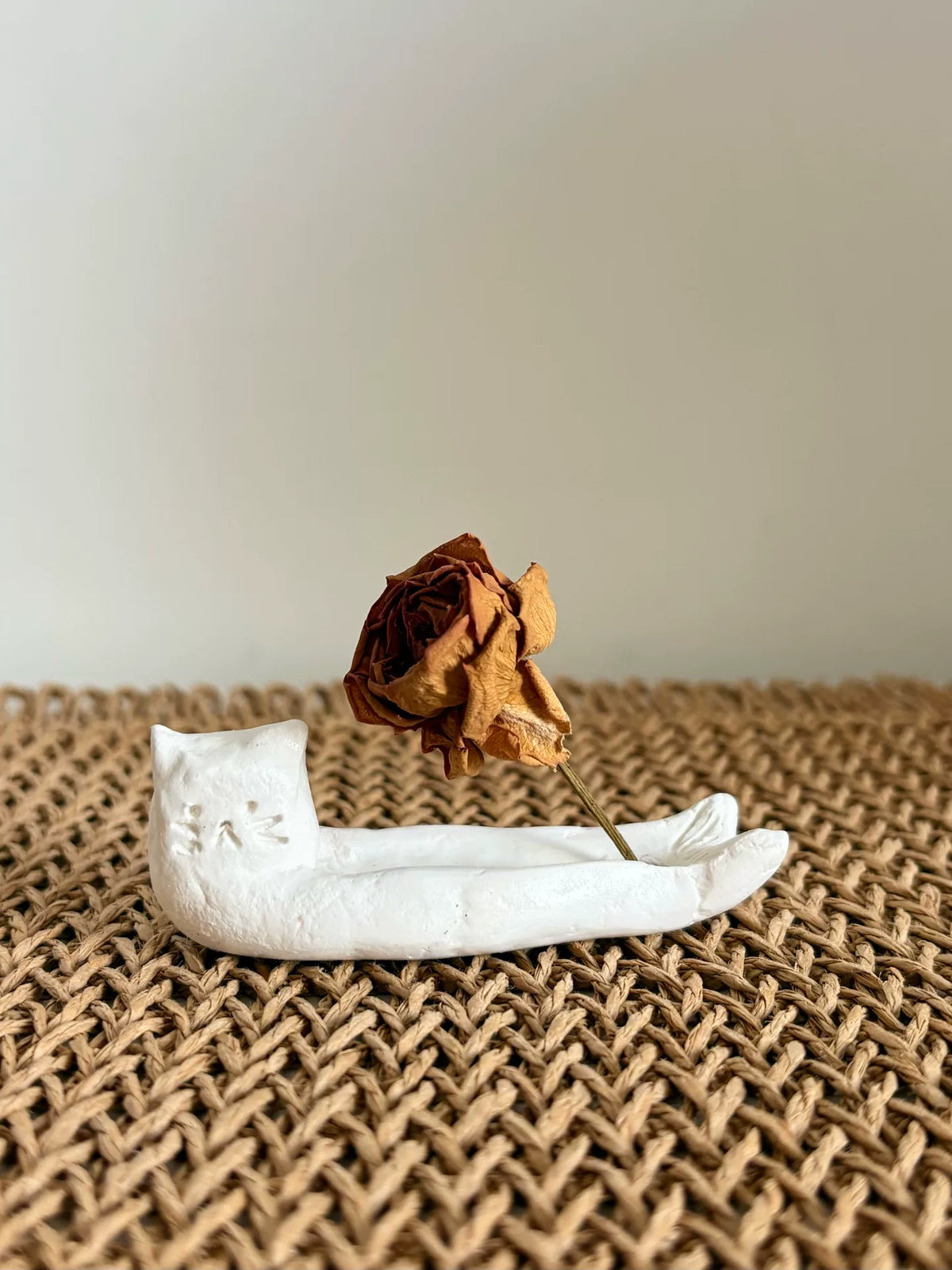 Handmade Cat Shaped Ceramic Bud Vase
