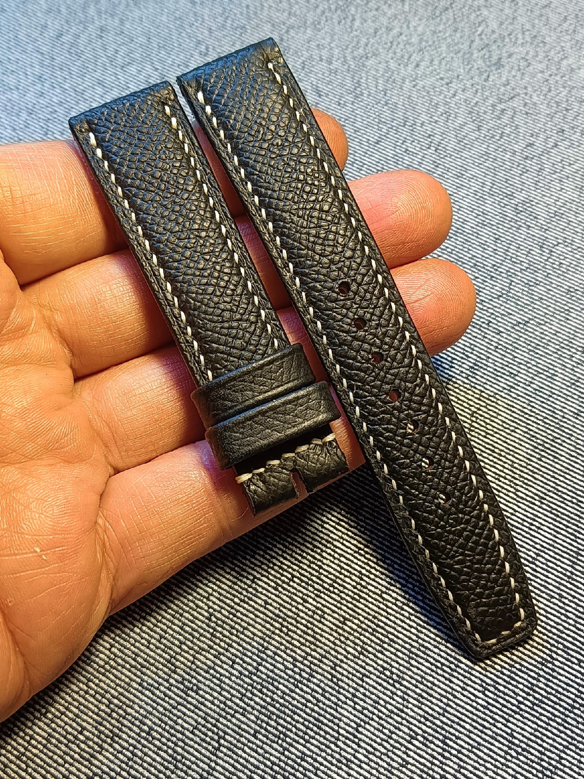 Black Epsom Leather Watch Strap 18mm
