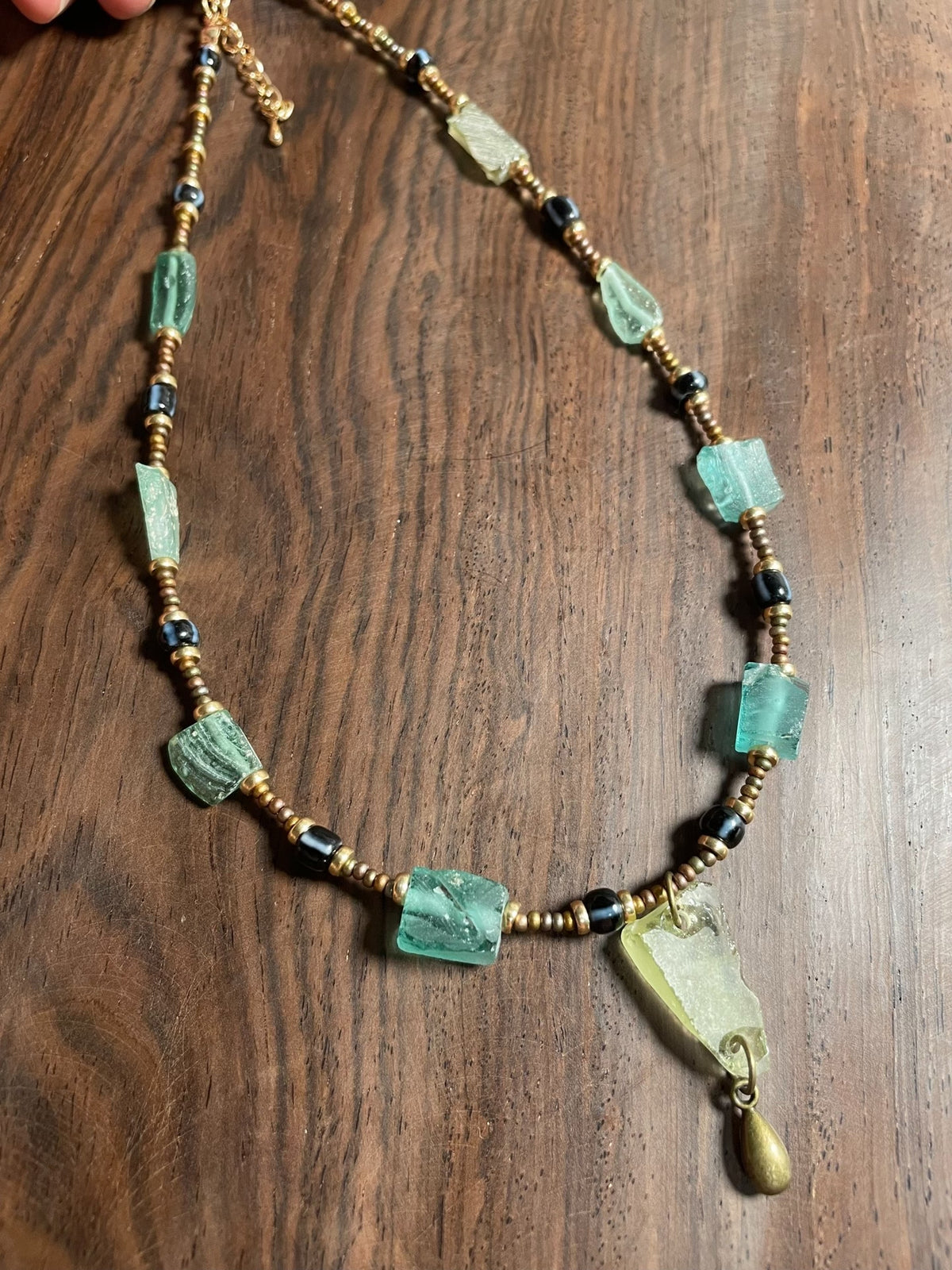 Ancient Roman Glass Bead Necklace 40cm