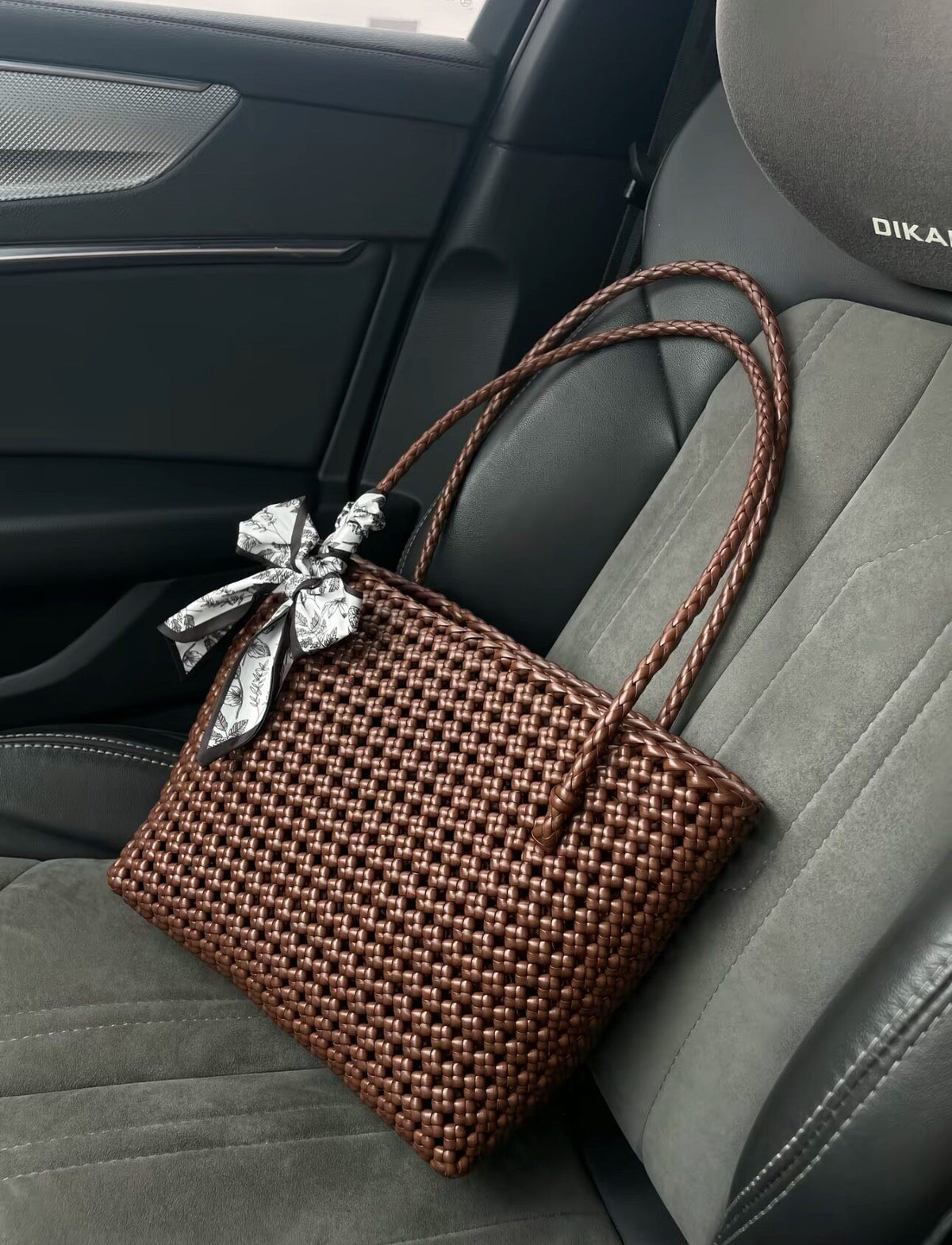 Handwoven Rattan Tote Bag Chocolate Brown