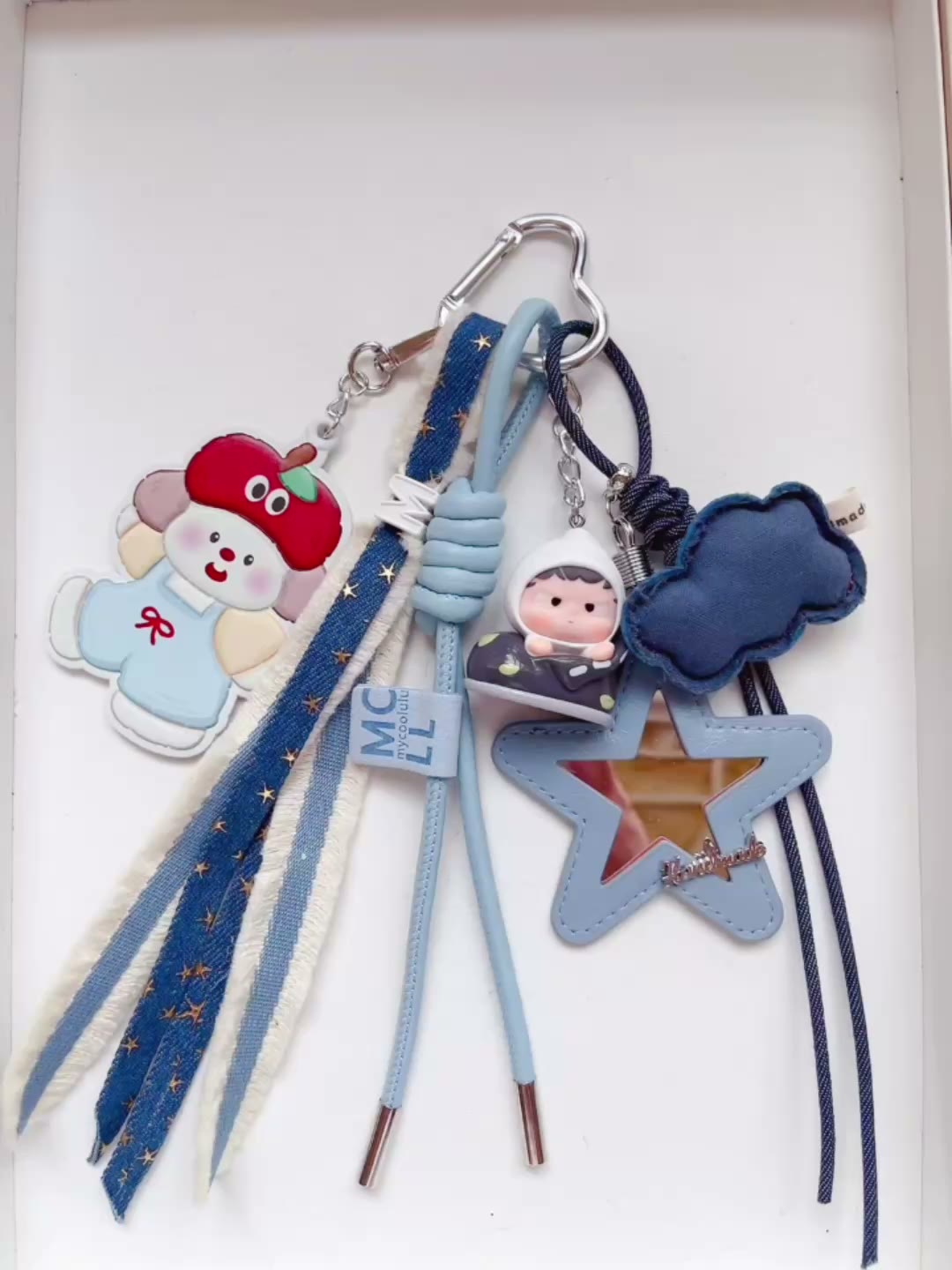 Blue Bag Charm Set With Star Mirror