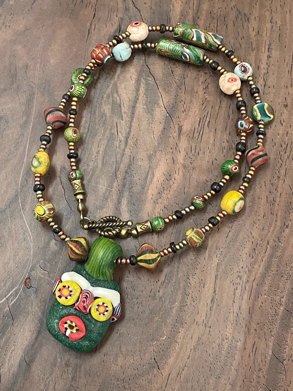 Handcrafted Glass Doll Pendant Necklace 44 cm
