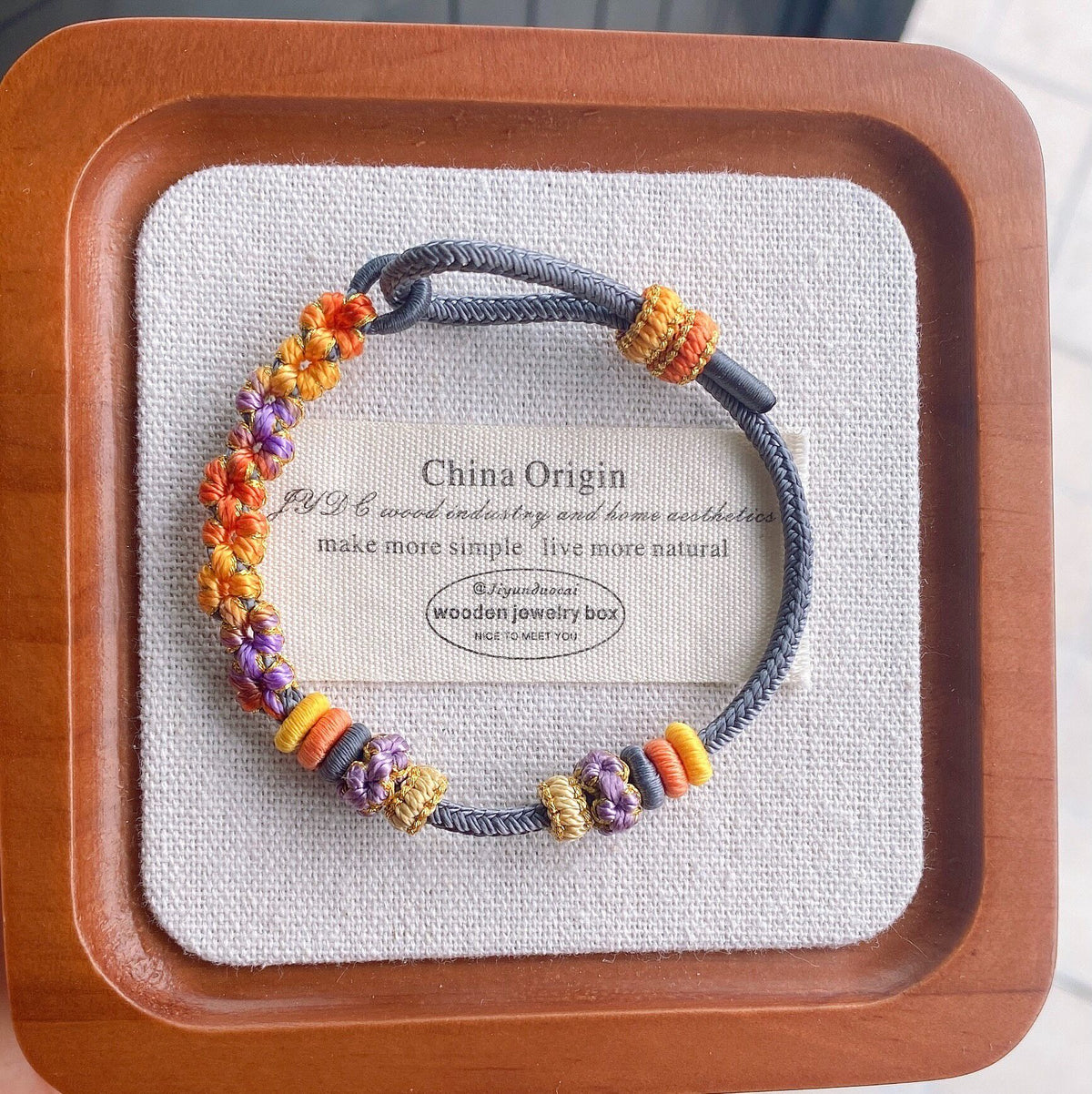 Floral Knot Adjustable Braided Bracelet