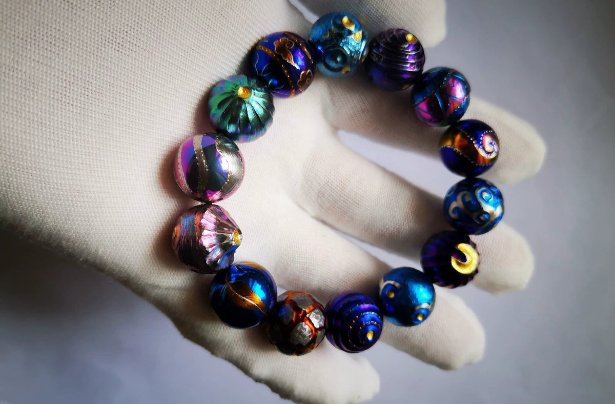 Titanium Alloy Meteorite Bead Bracelet