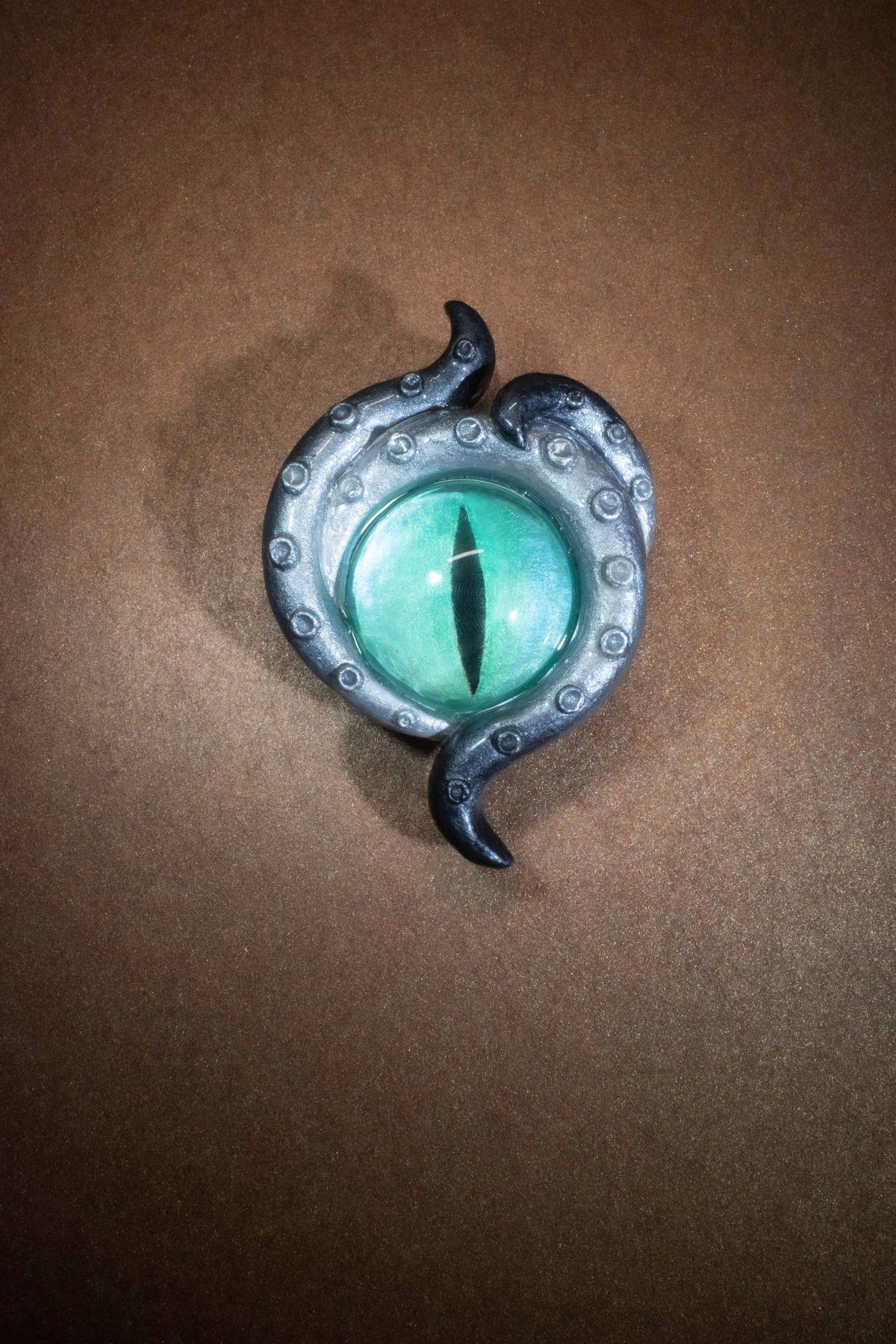 Cthulhu Tentacle Eye Brooch Silver Black