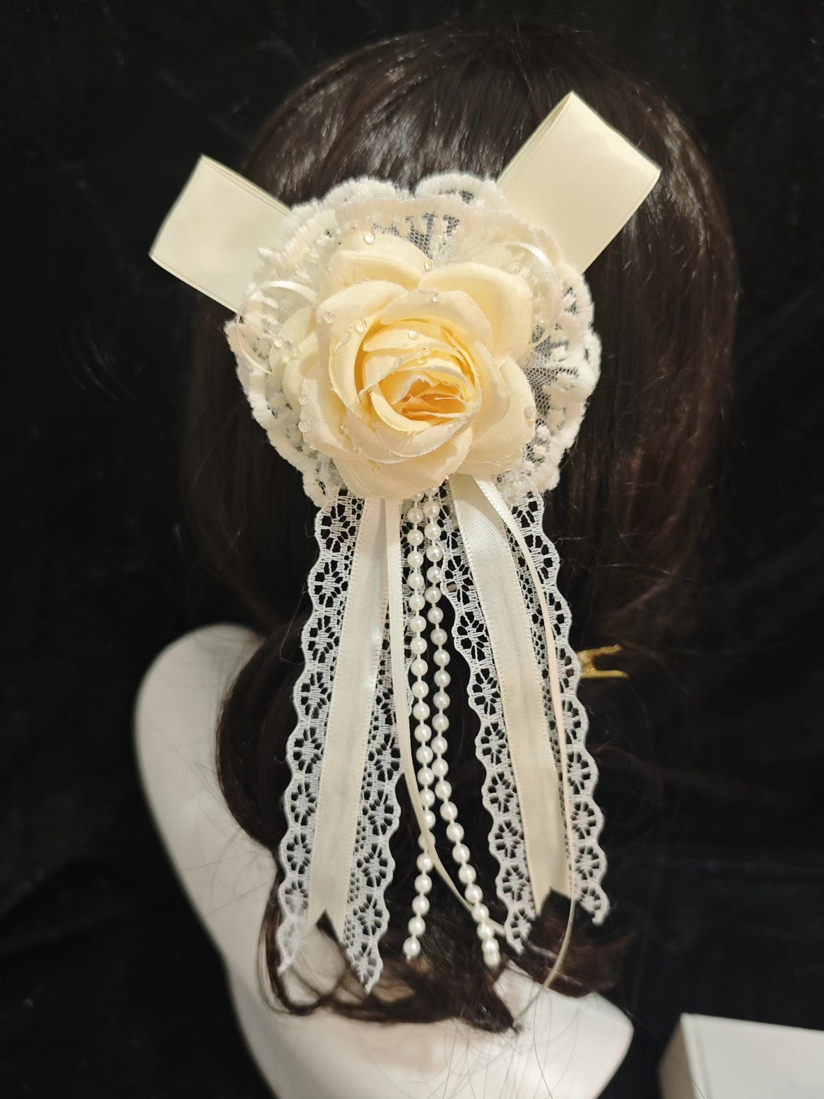 Handcrafted Floral Lace Beaded Hair Clip