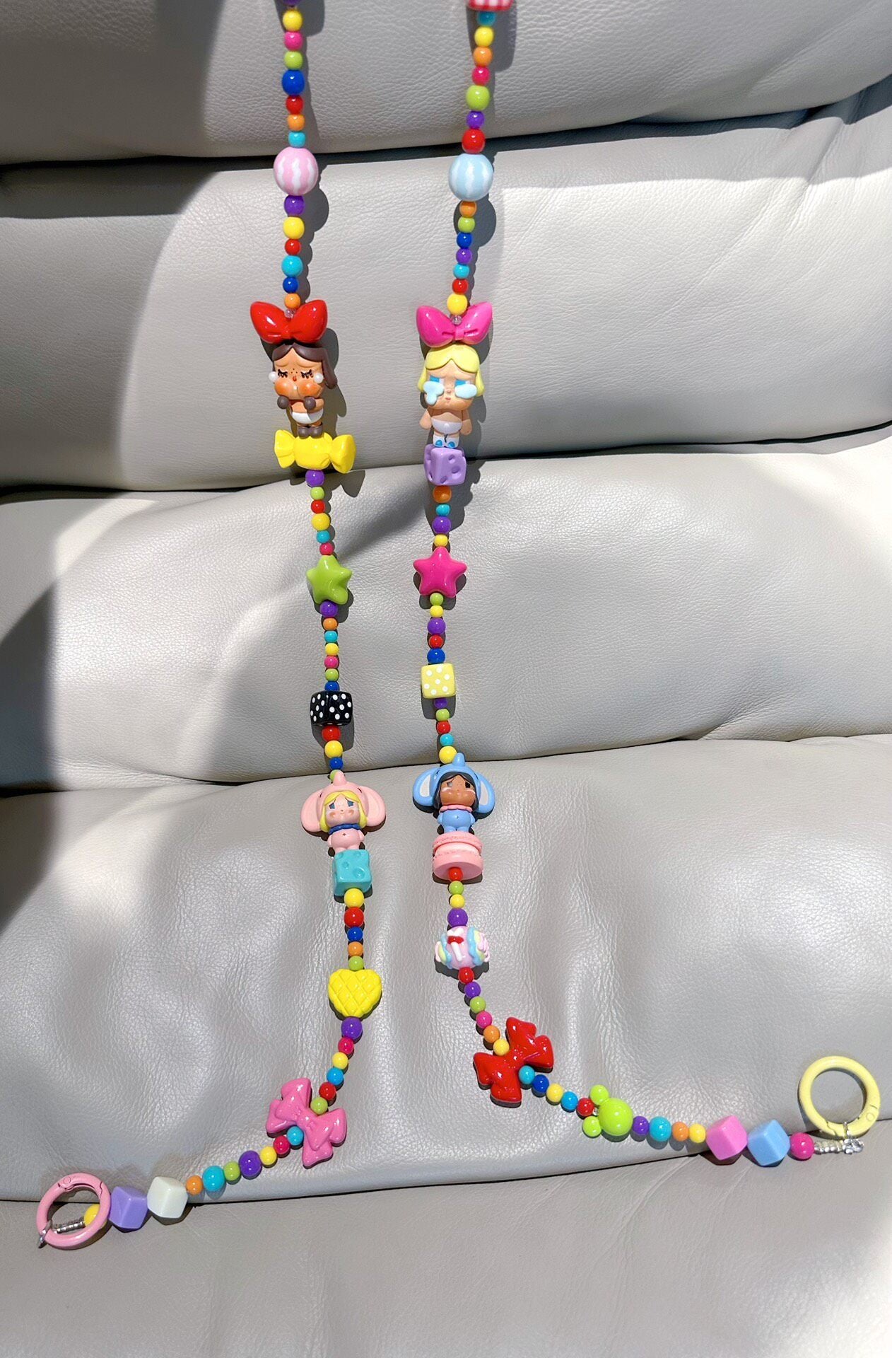Colorful Beaded Phone Strap with Character Charms