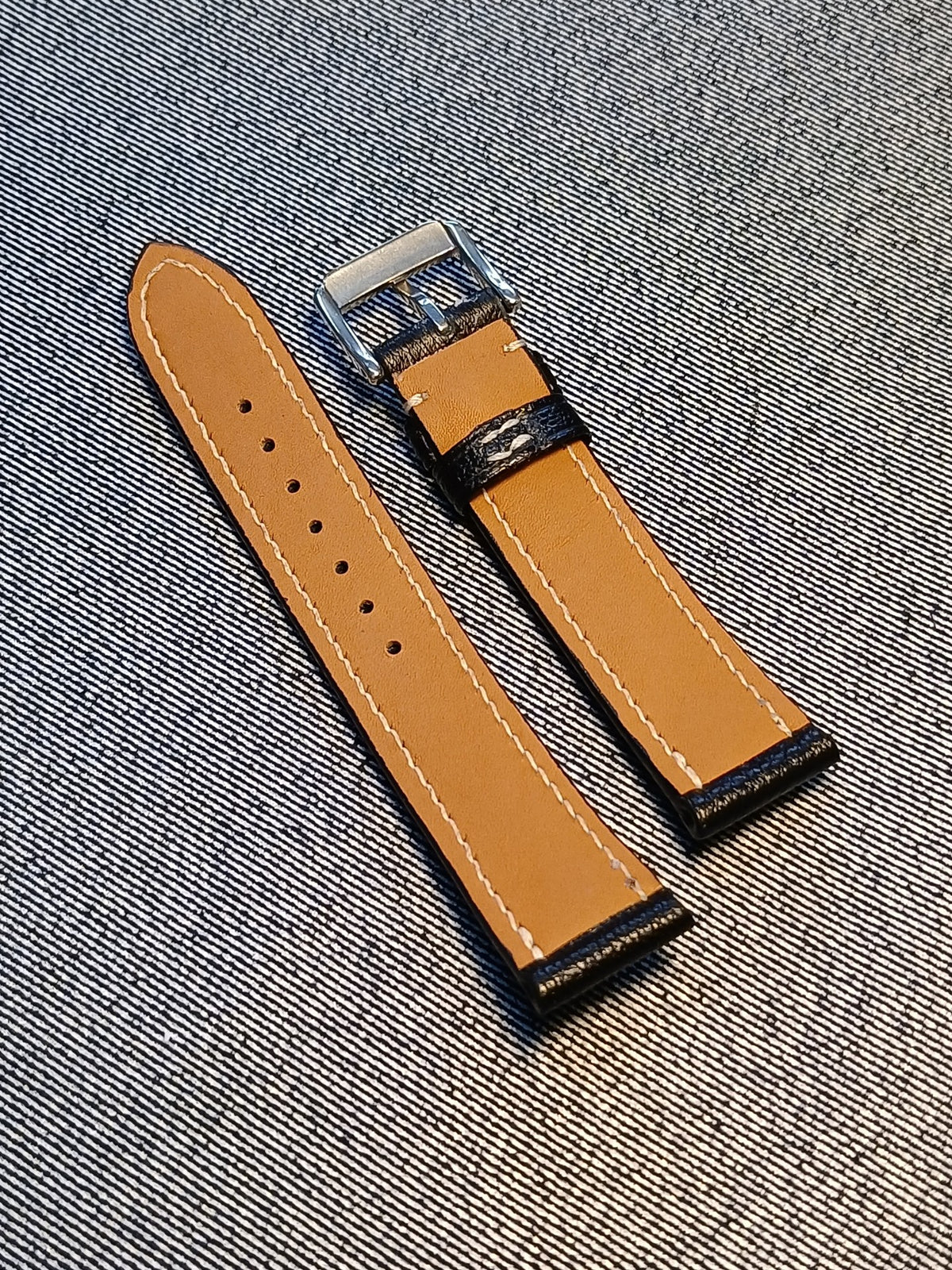 Black Pebbled Leather Watch Strap