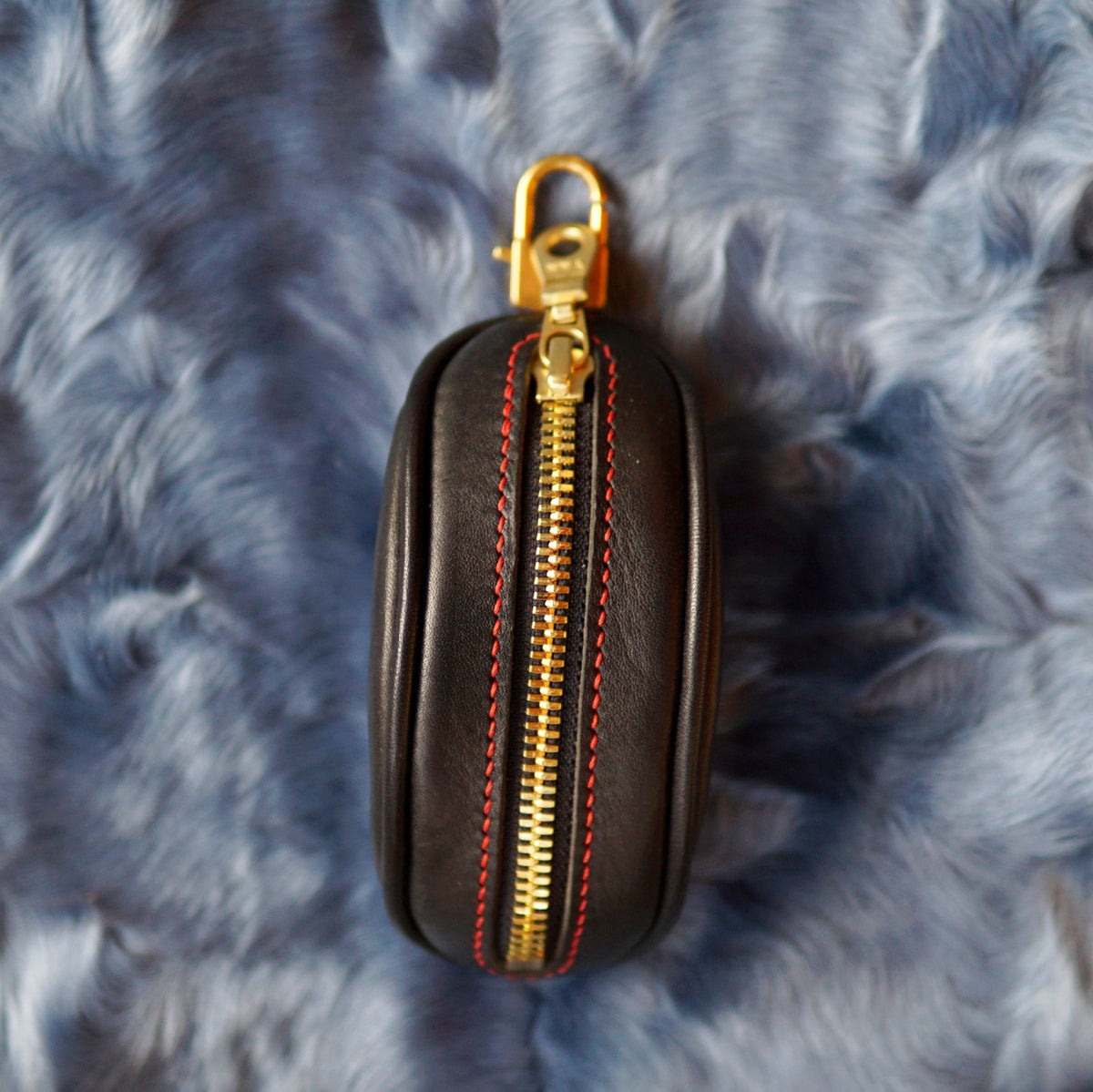 Vegetable Tanned Leather Key Pouch with Brass Zipper