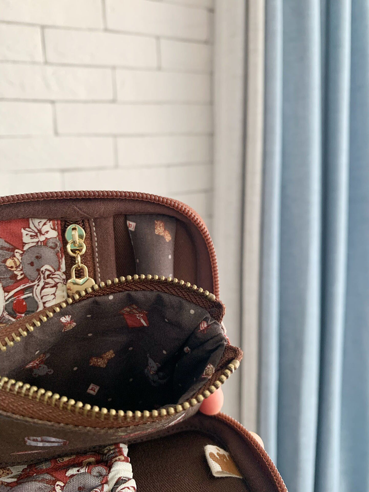 Vintage Cotton Jewelry Case with Ring Holder