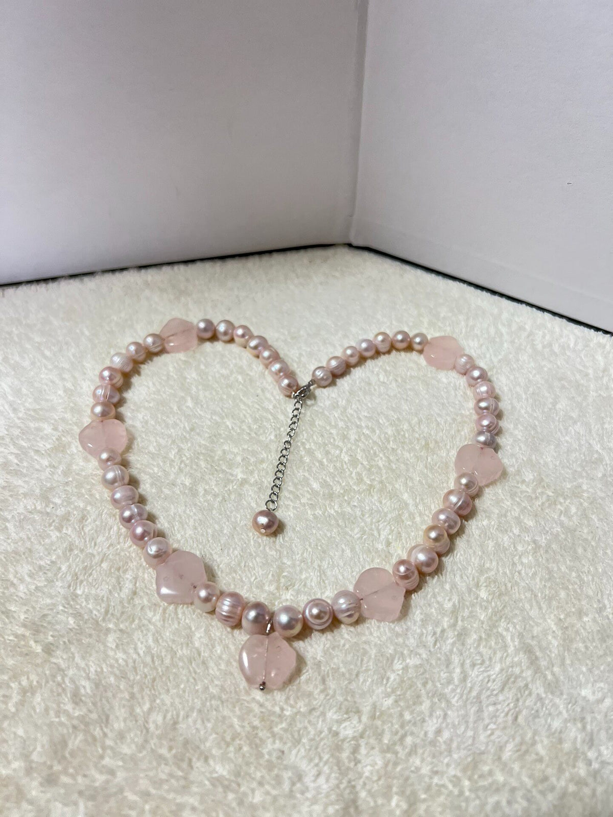 Freshwater Pearl and Pink Quartz Necklace