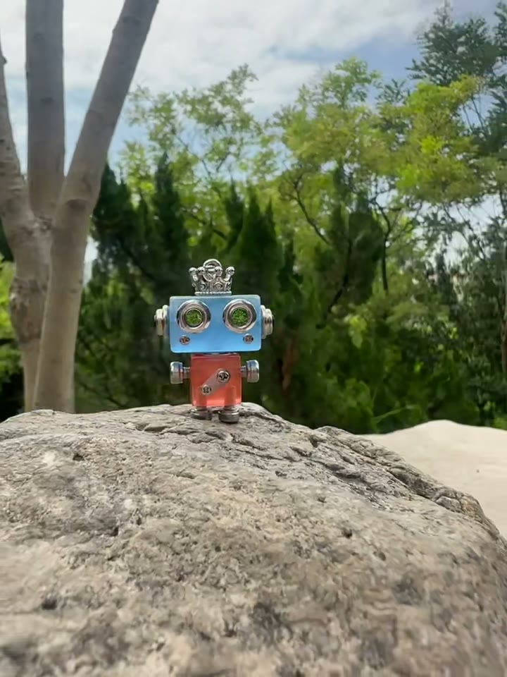 Blue and Orange Robot Pendant Charm