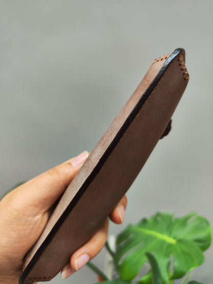 Handmade Leather Pencil Case, Imported Waxed Vegetable-Tanned Cowhide, Croissant Charm