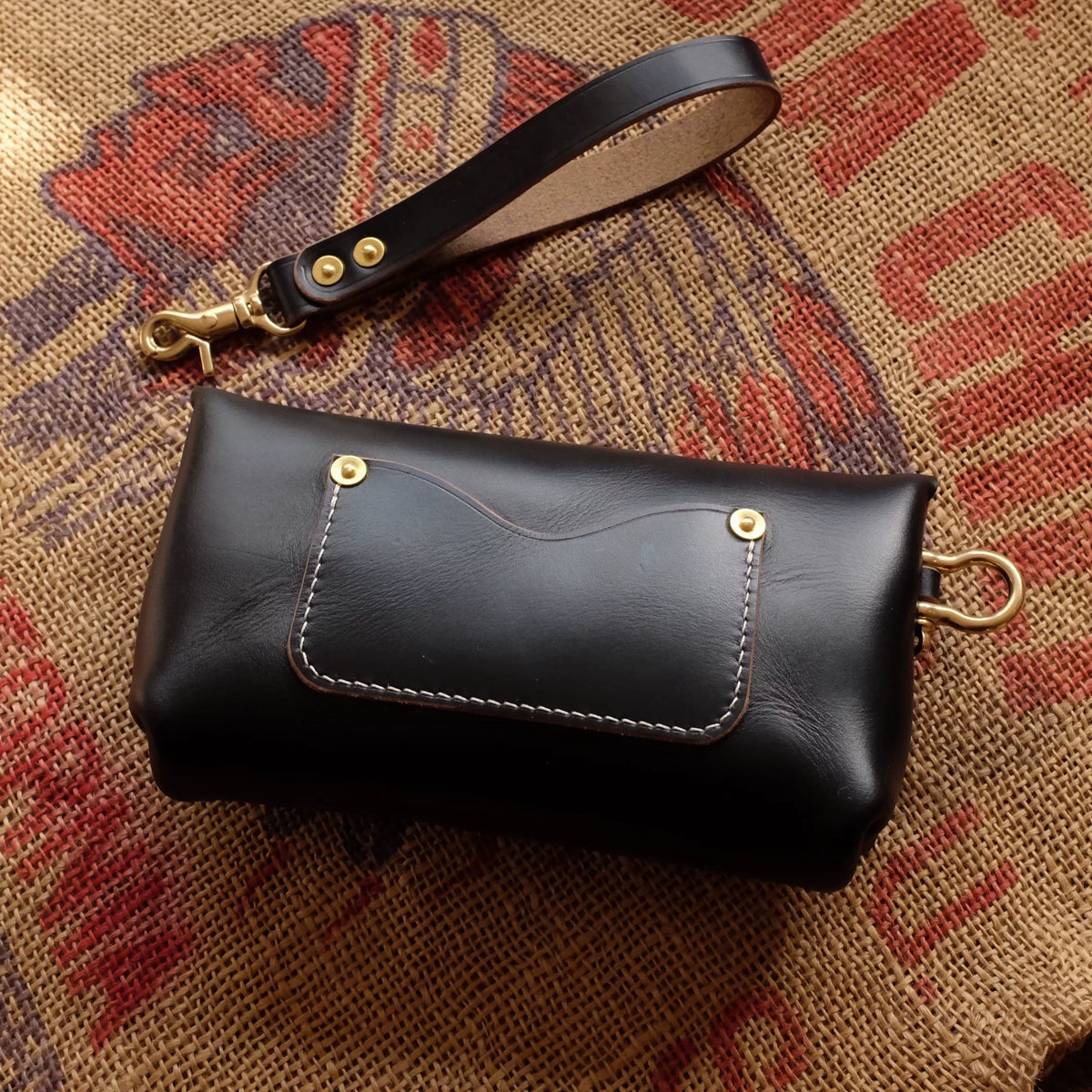 Handcrafted Black Leather Waist Pouch