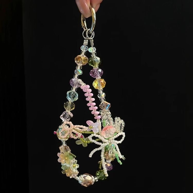 Beaded Phone Charm Pastel Floral