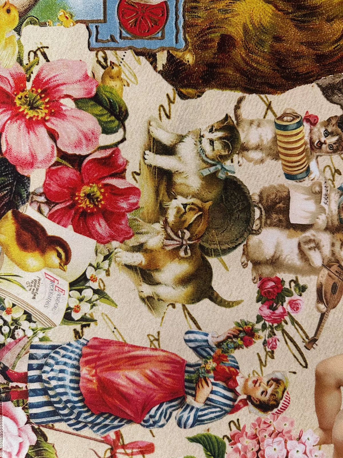 Rektangulär golmatta med vintage-collage av hare
