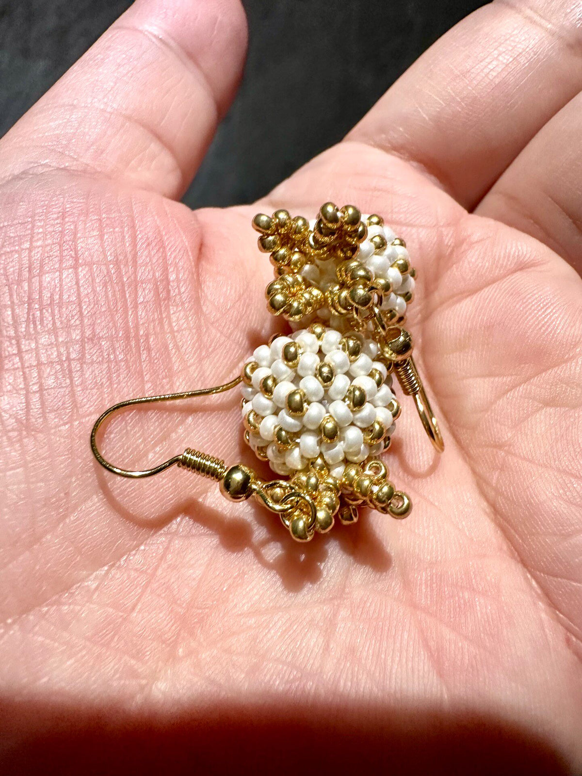 Handcrafted Spherical Pineapple Earrings Gold