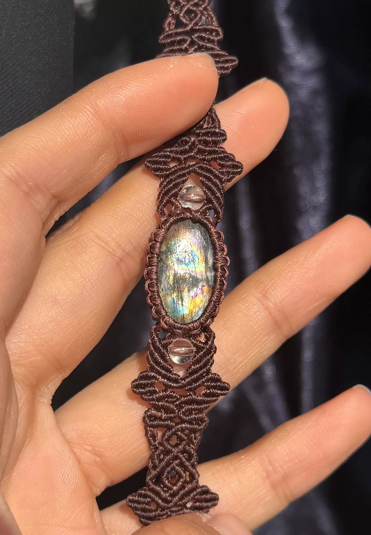 Handcrafted Macrame Labradorite Crystal Bracelet