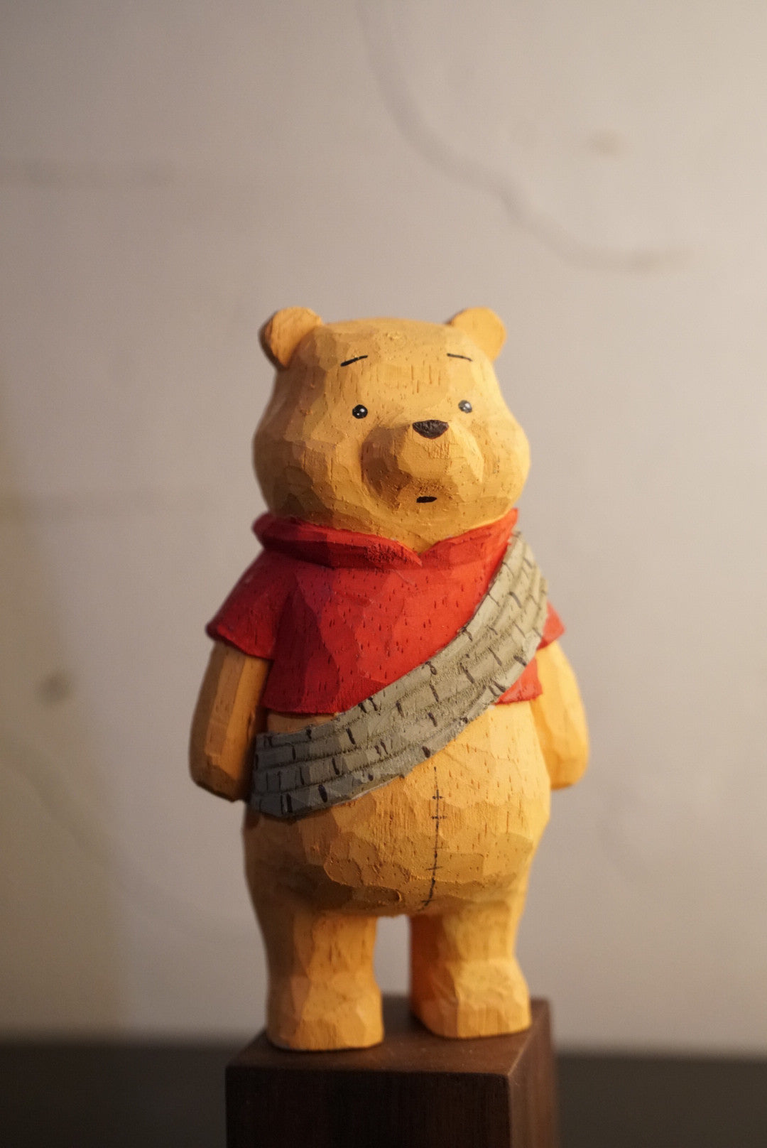 Hand Carved Wooden Winnie the Pooh Sculpture