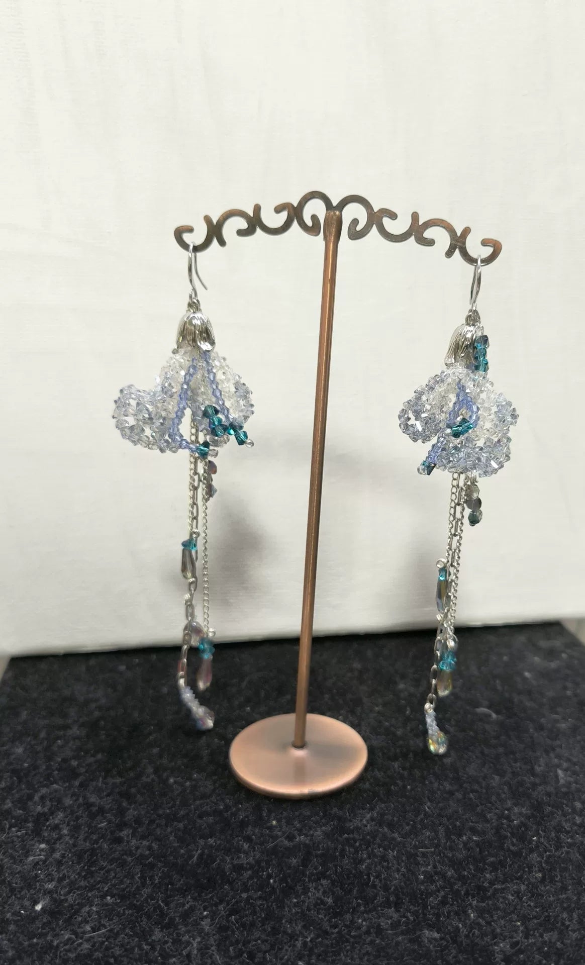 Pendientes de flor de cristal y plata 925