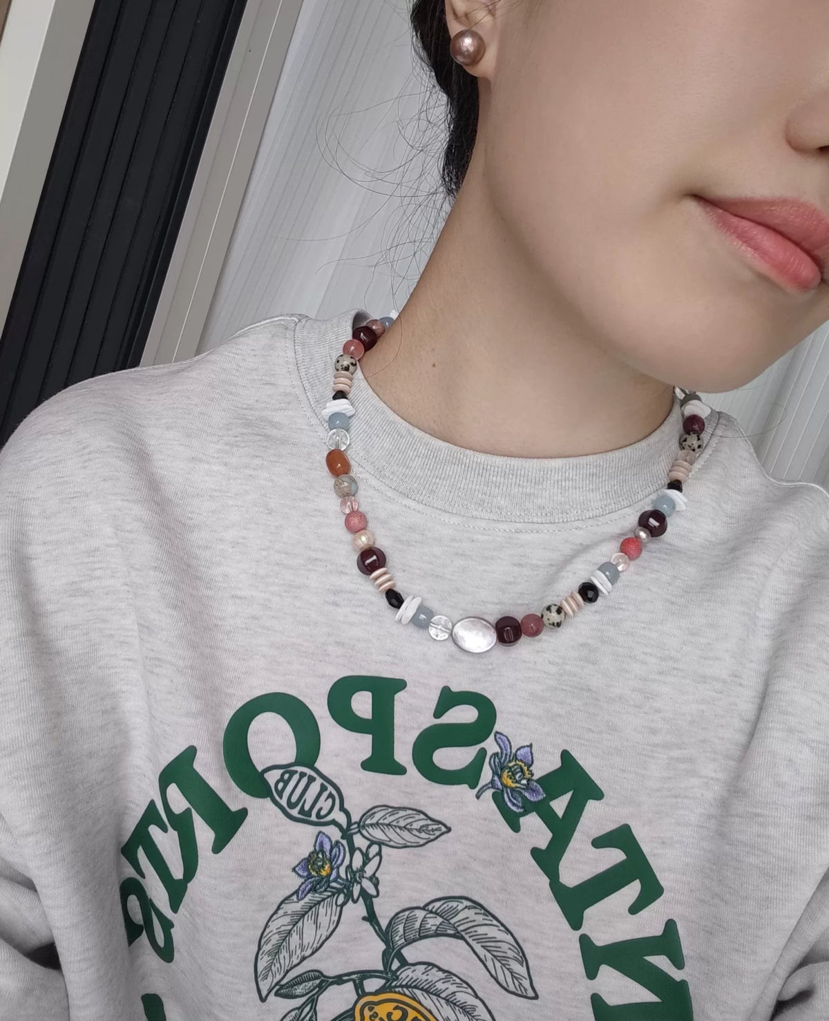 Handgemaakte Roze en Blauwe Kralenketting