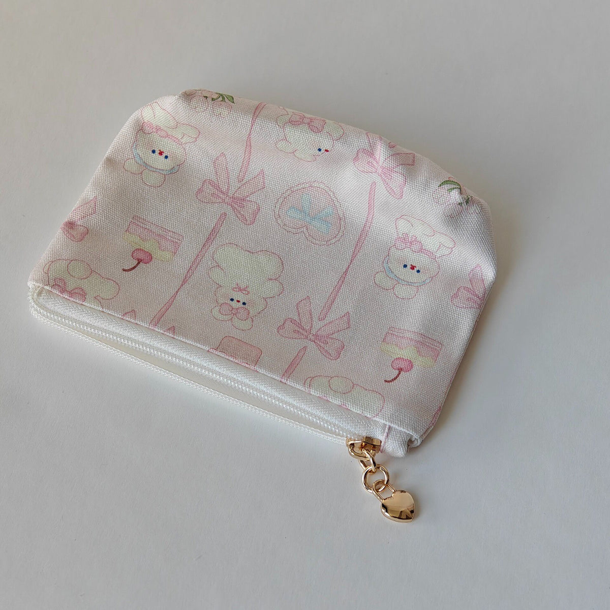 Pink Cotton Mini Storage Pouch with Bow