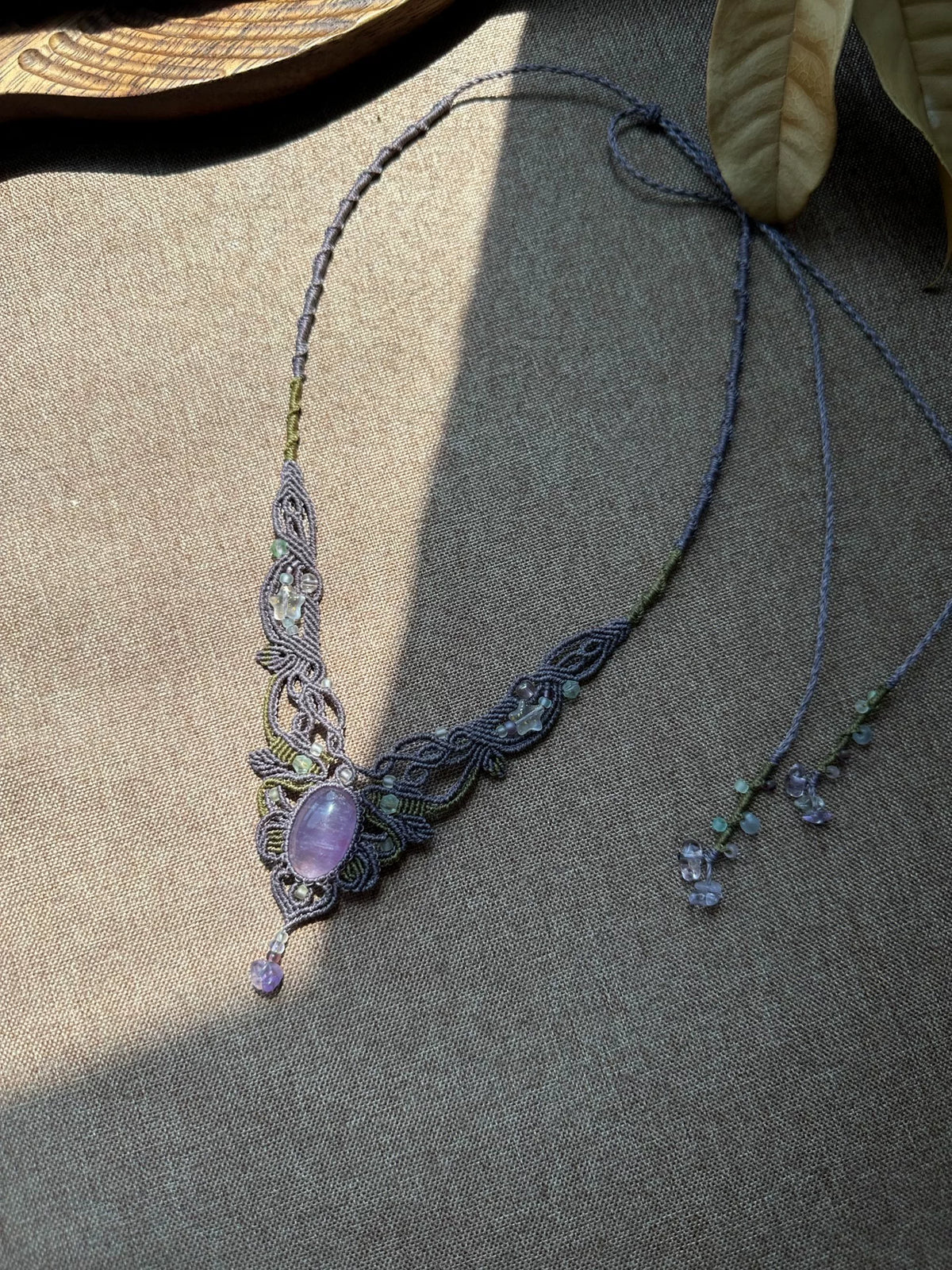 Handmade Macrame Necklace with Purple Amethyst