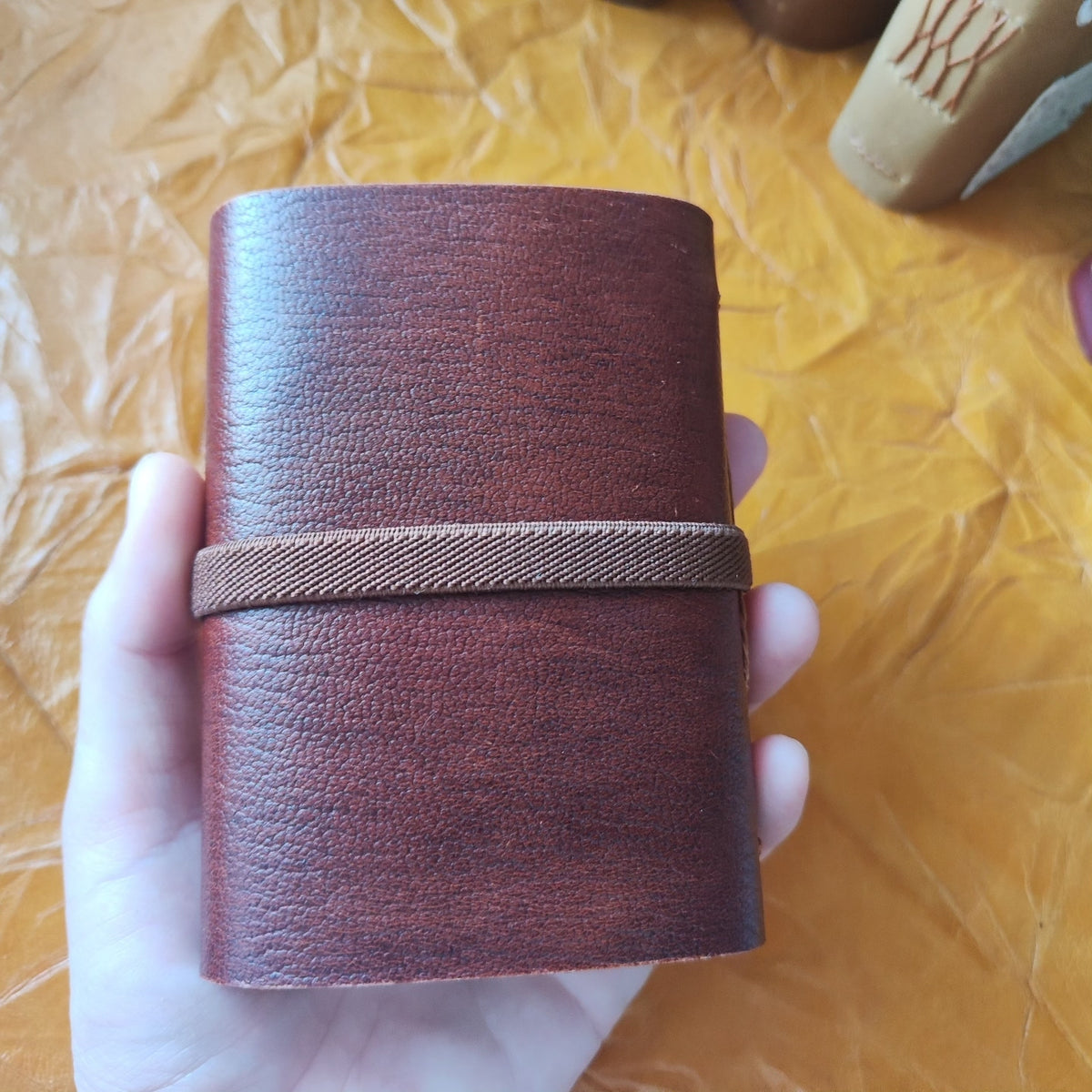 Cowhide Leather Journal with Lace Embellishment