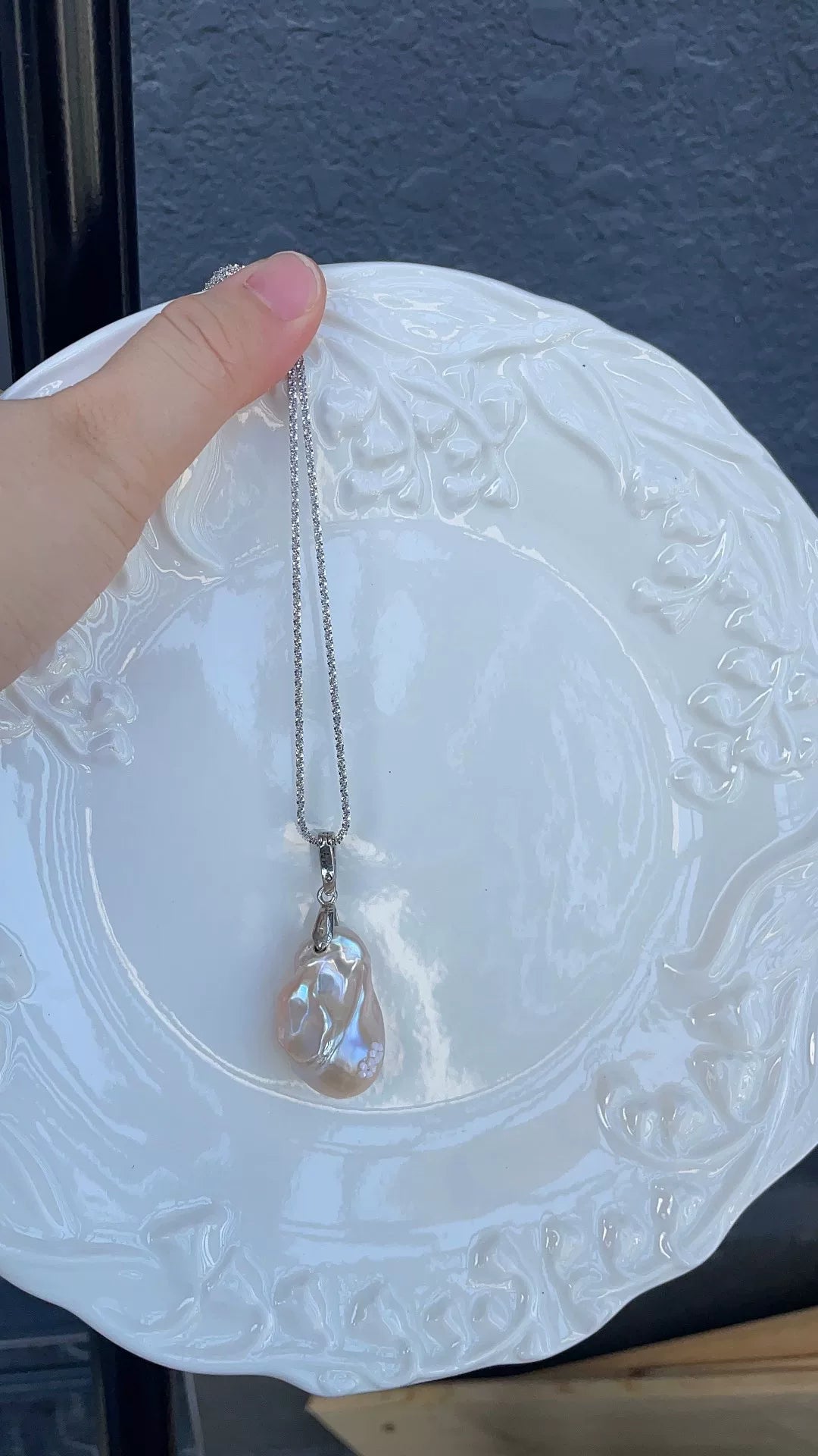 Creamy Pink Baroque Pearl Pendant