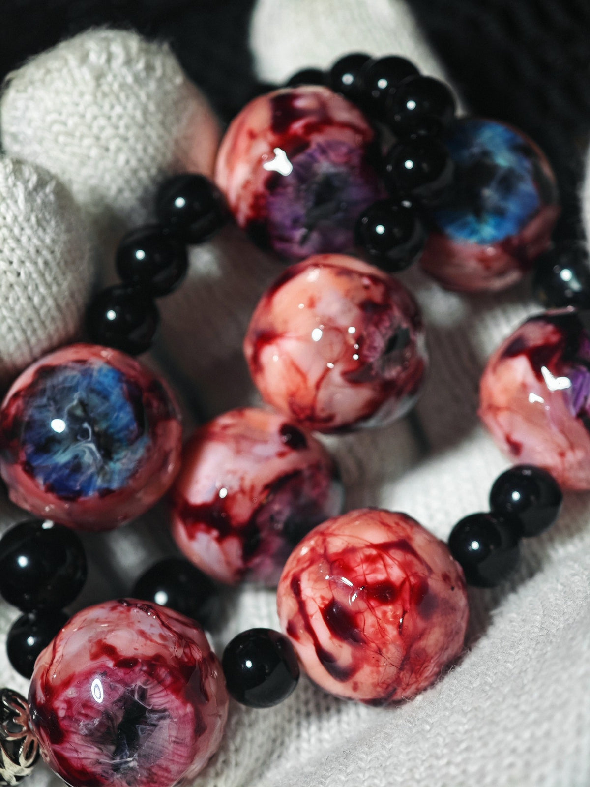 Cthulhu Obsidian Eye Bead Bracelet