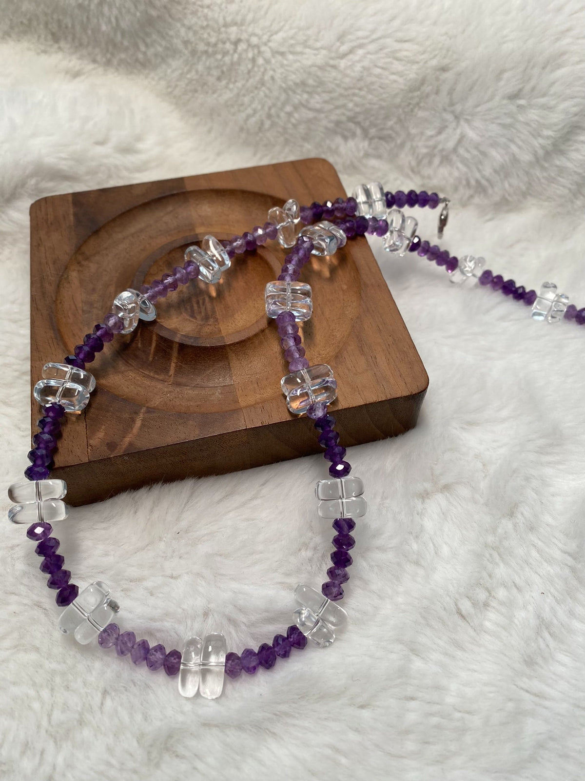 Amethyst and White Crystal Necklace