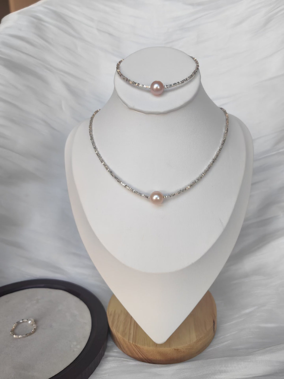 Ensemble de bijoux en perles d'eau douce naturelles et argent S925